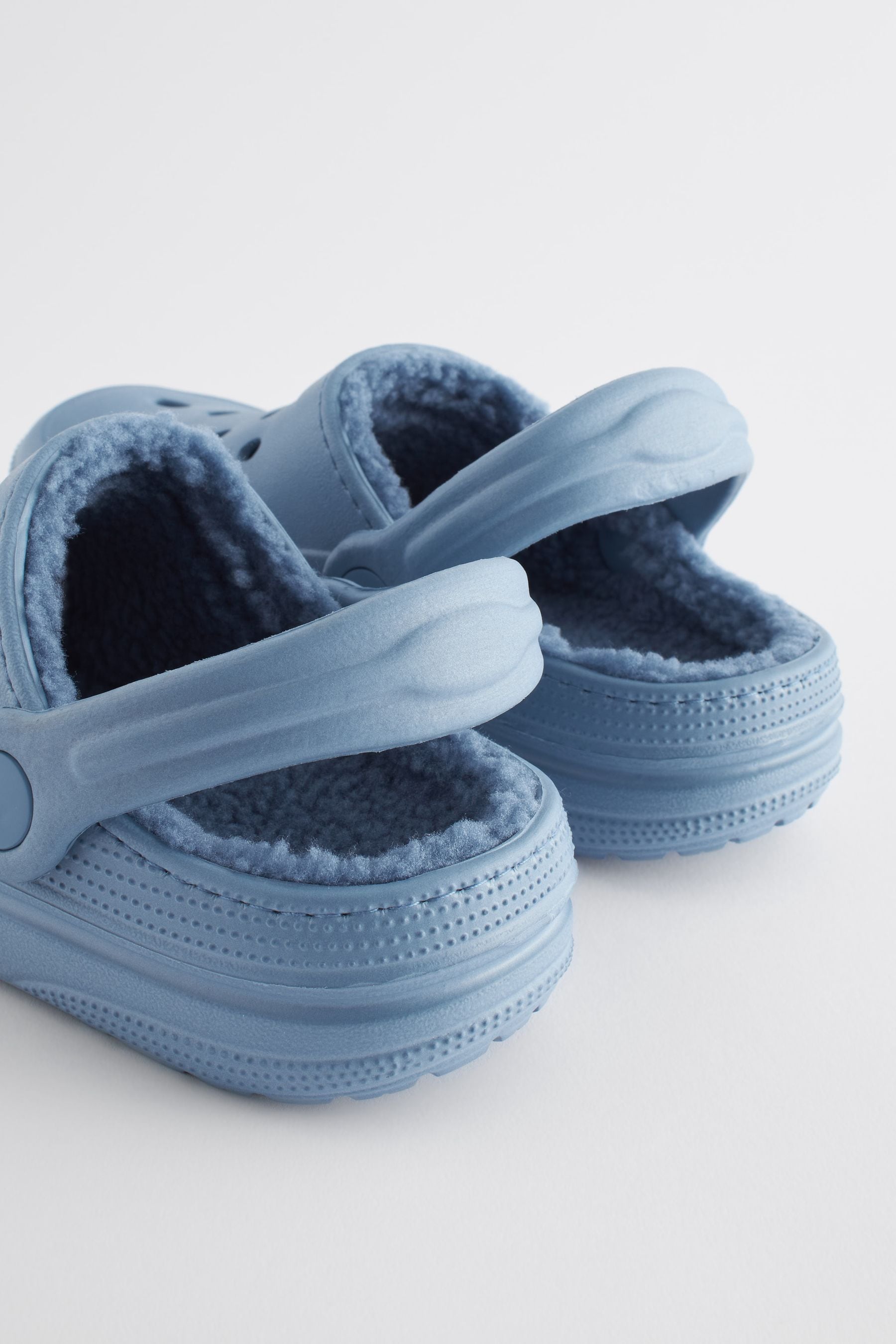 Pale Blue Faux Fur Lined Clog Slippers