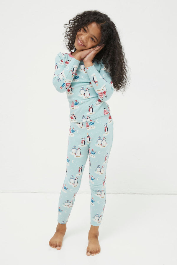 Blue FatFace Snug Fit Penguin Pyjamas Set