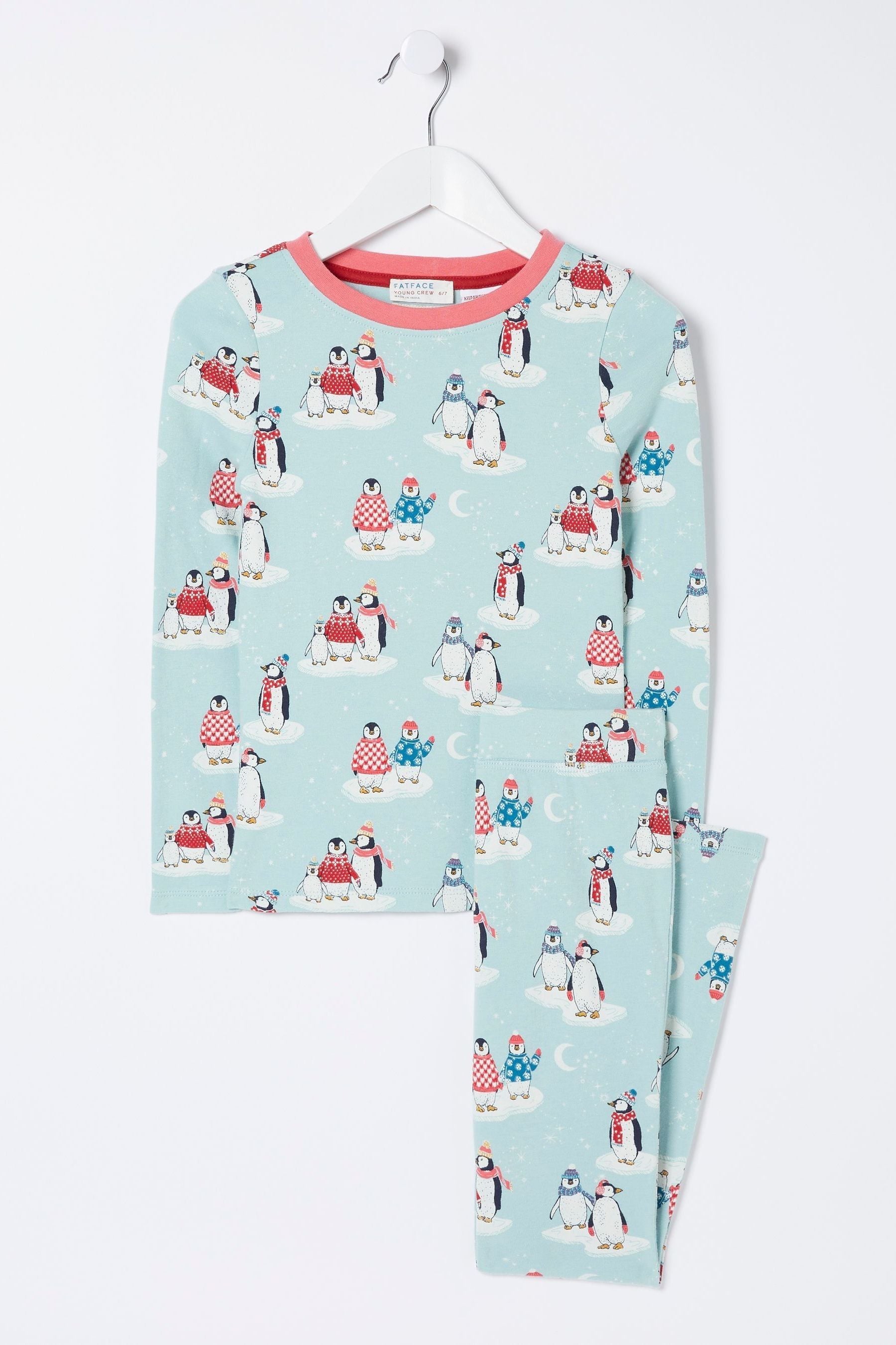 Blue FatFace Snug Fit Penguin Pyjamas Set