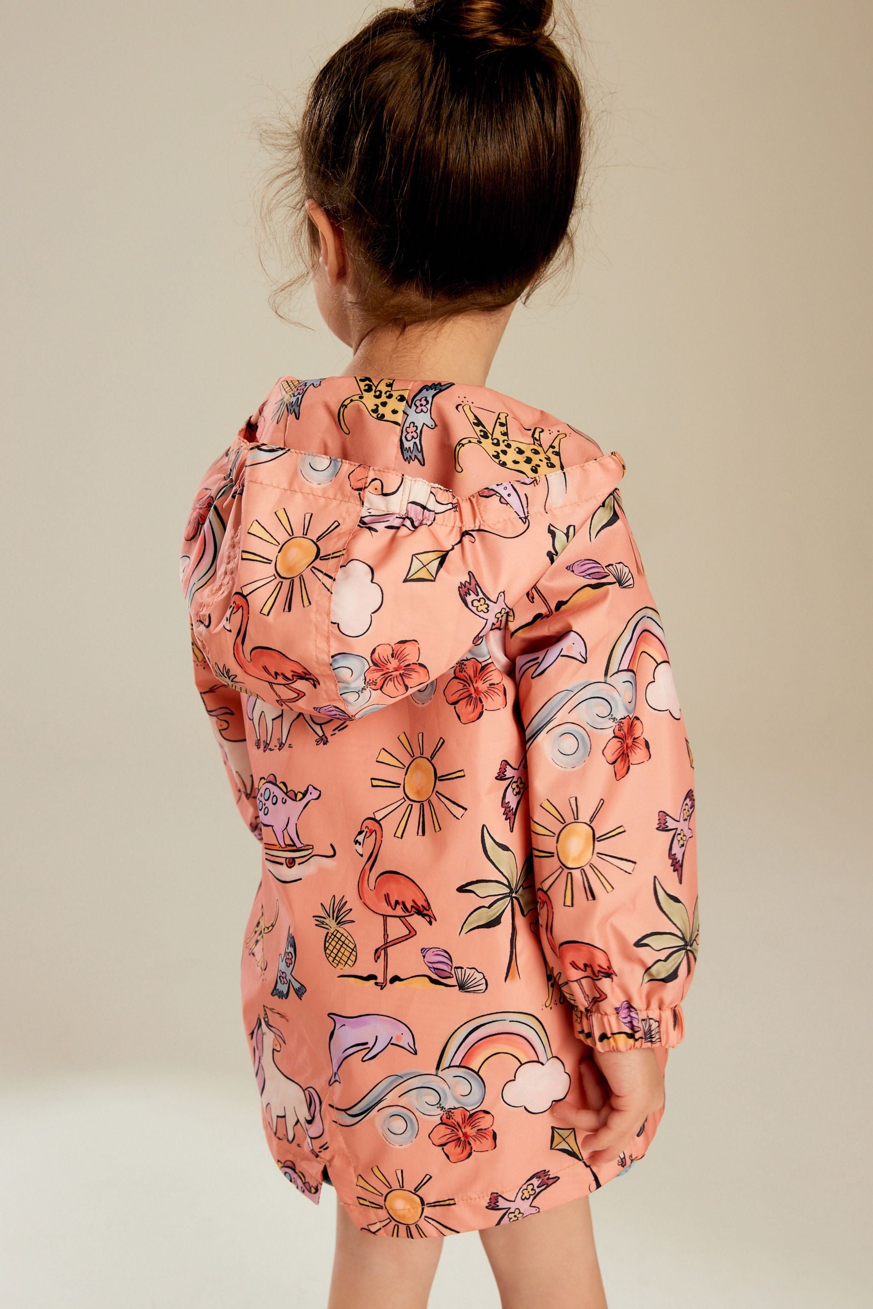 Peach Pink Shower Resistant Printed Cagoule (3mths-7yrs)