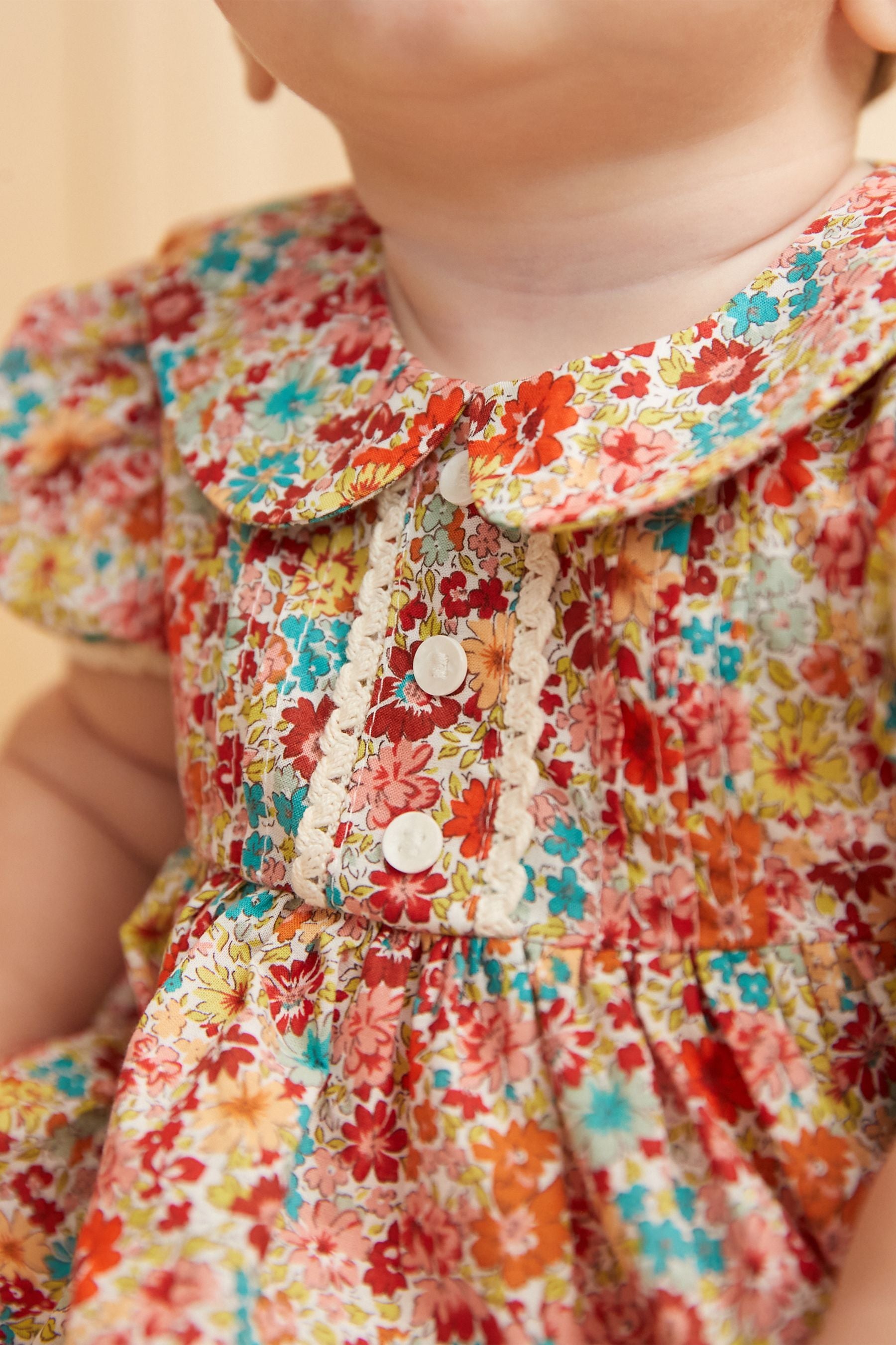 Multi Bright floral Woven Collared Prom Dress (0mths-2yrs)