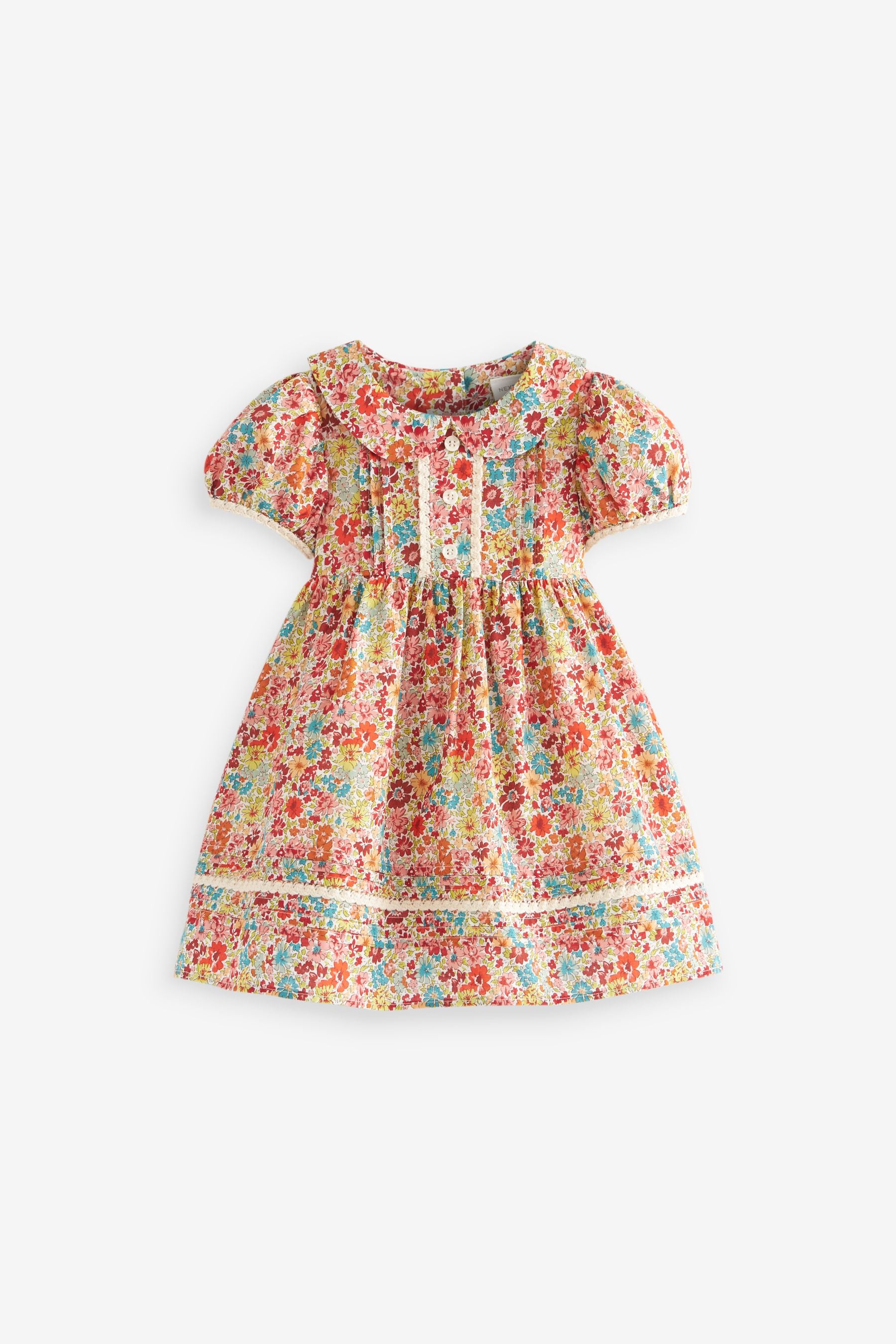 Multi Bright floral Woven Collared Prom Dress (0mths-2yrs)