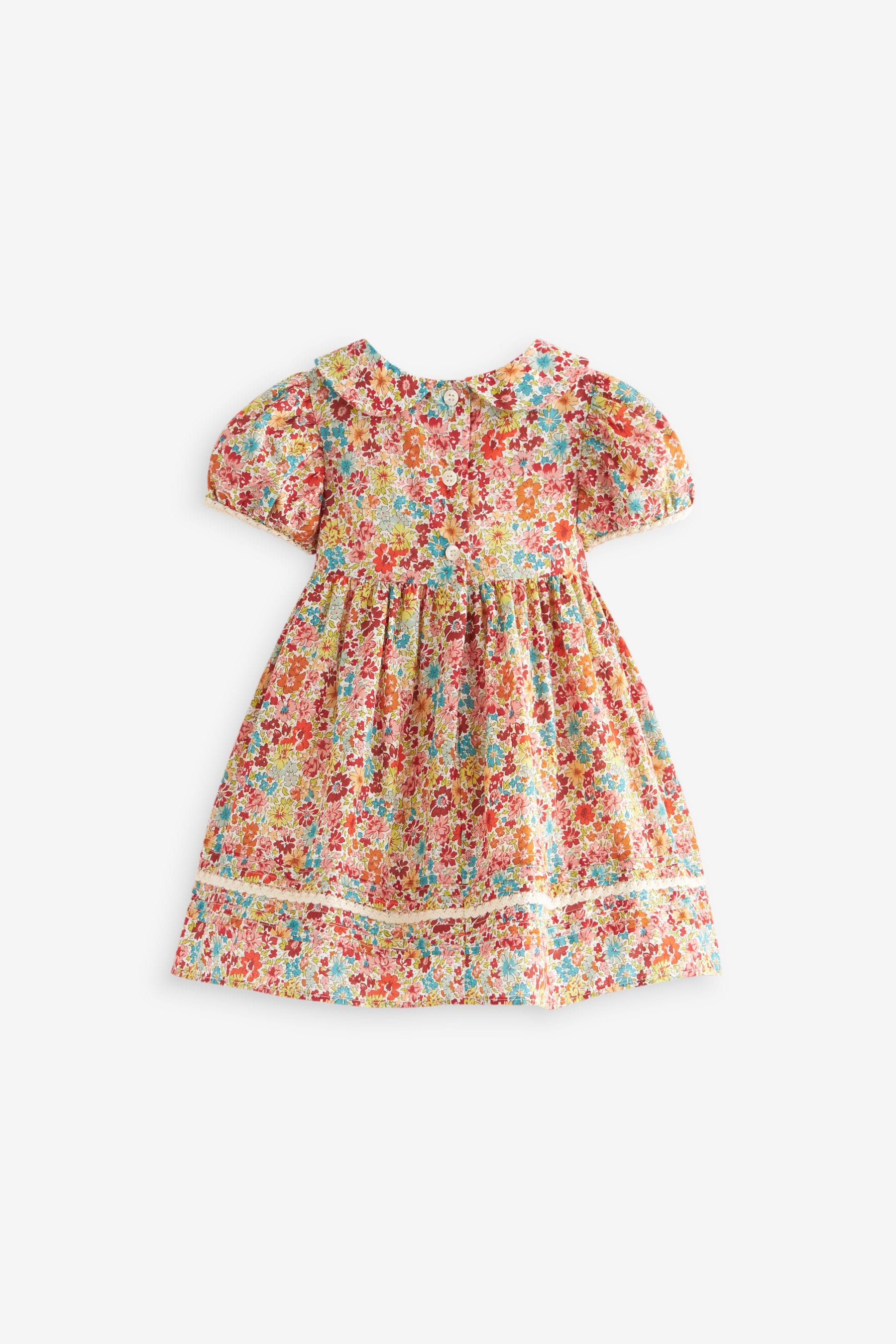 Multi Bright floral Woven Collared Prom Dress (0mths-2yrs)