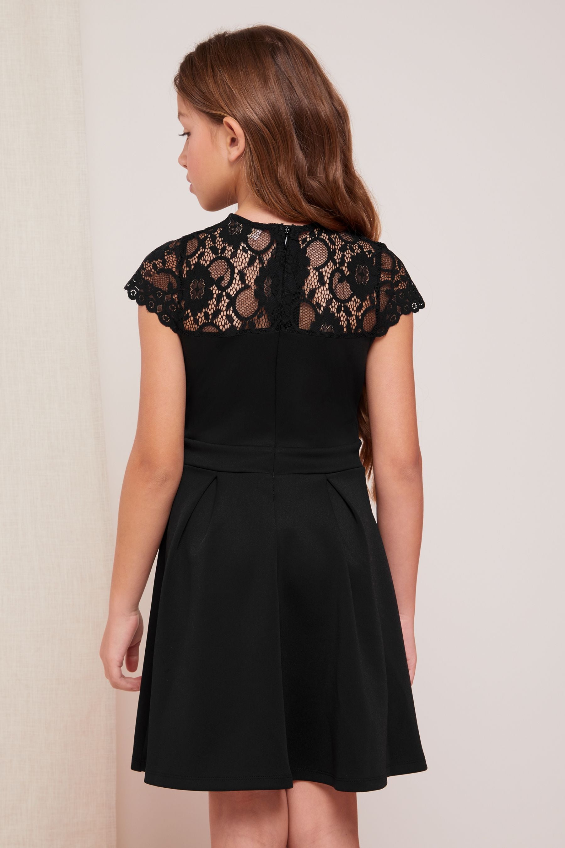 Lipsy lace black dress best sale