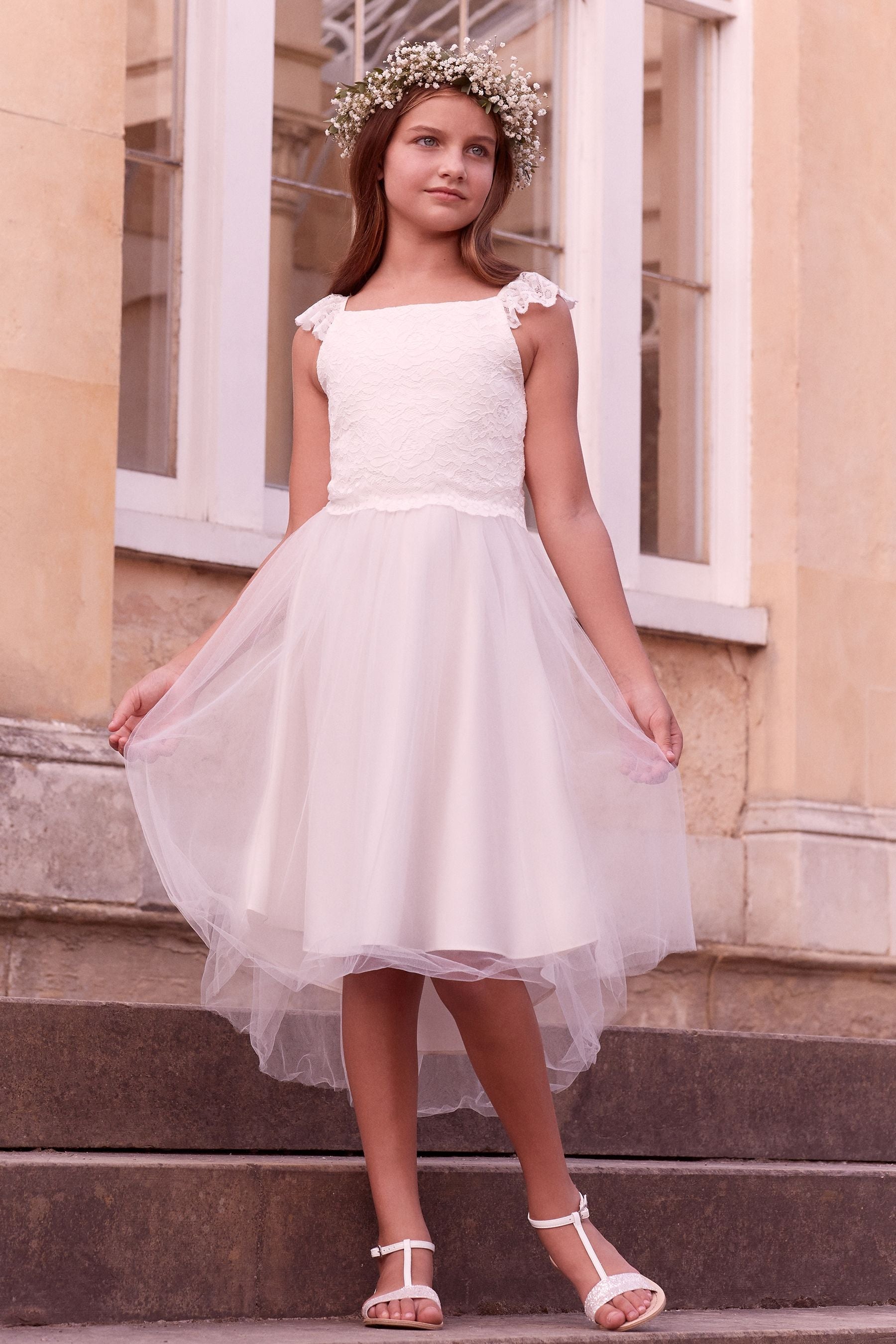 Ivory Tulle Lipsy Lace Bodice Occasion Dress