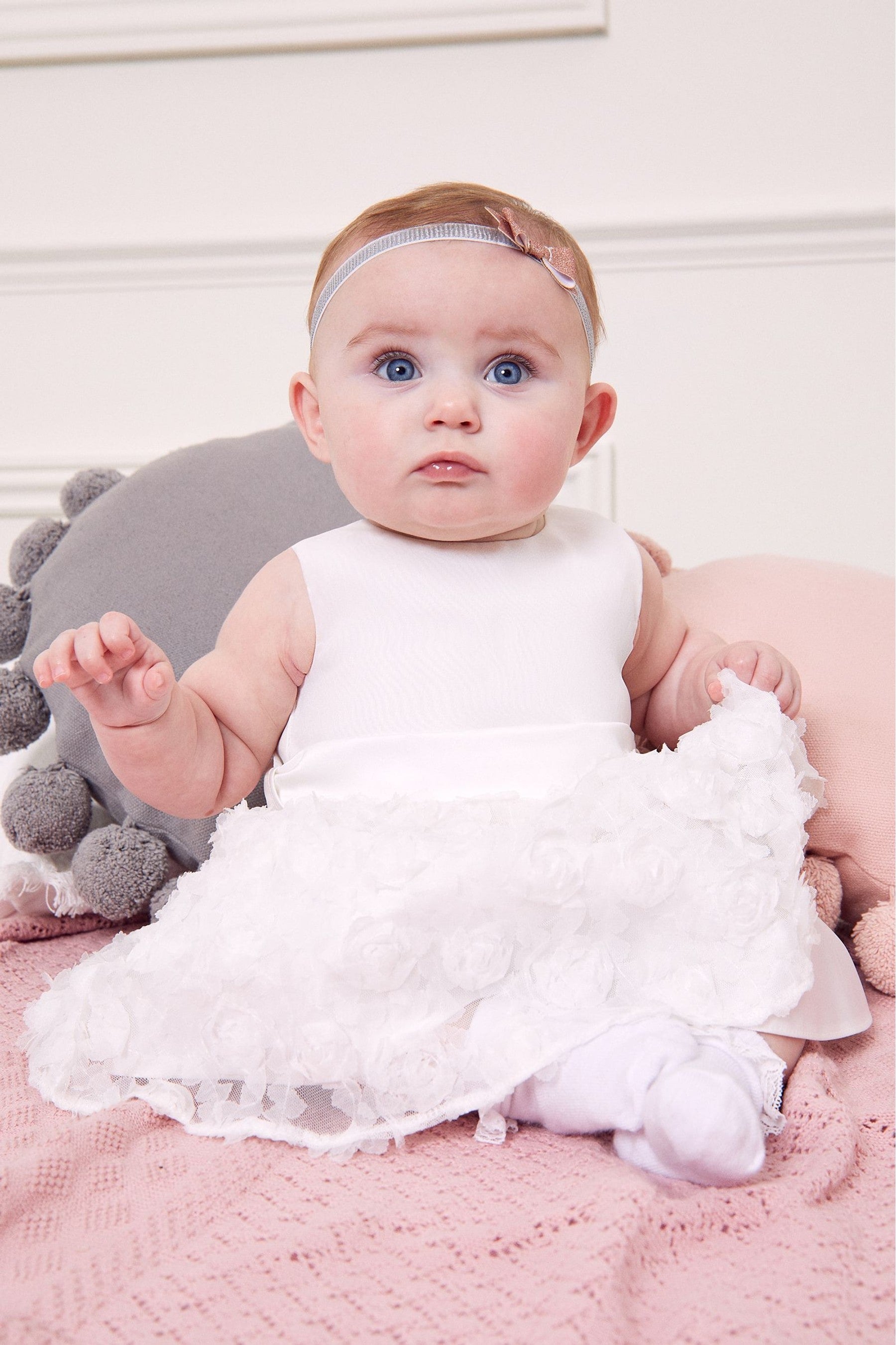 Lipsy White Baby 3D Flower Girl Dress