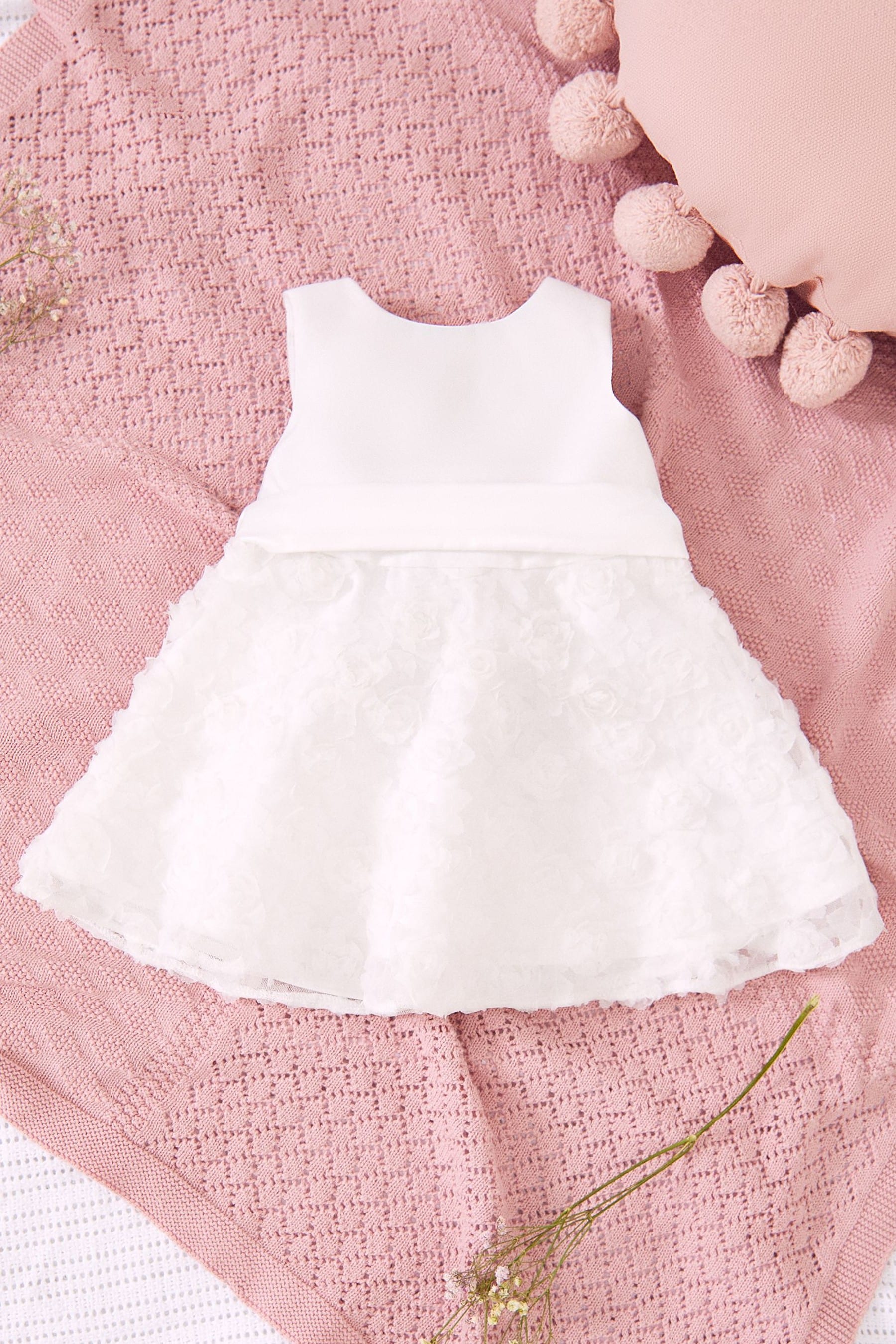 Lipsy White Baby 3D Flower Girl Dress