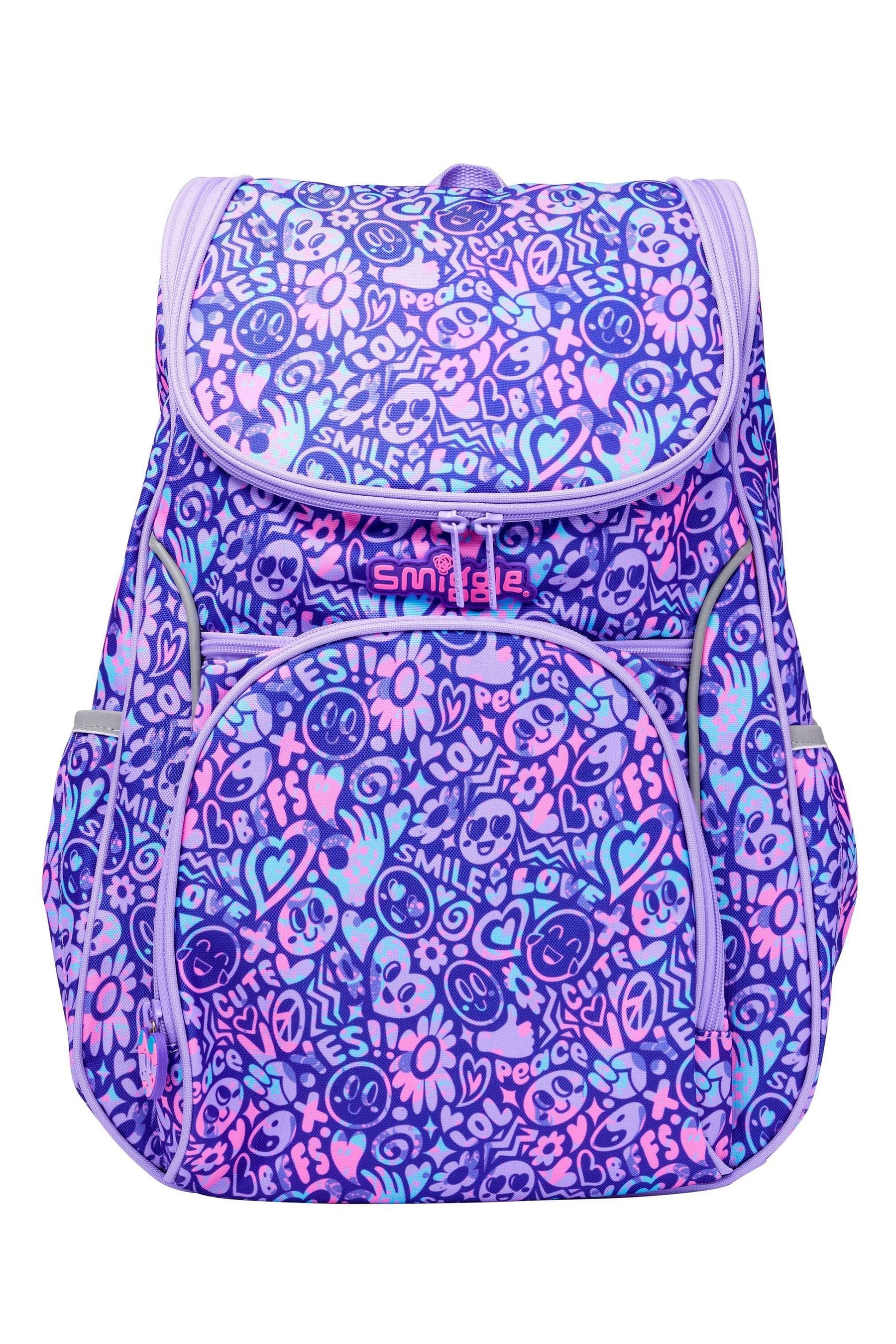 Purple Smiggle Vivid Access Backpack with Reflective Tape