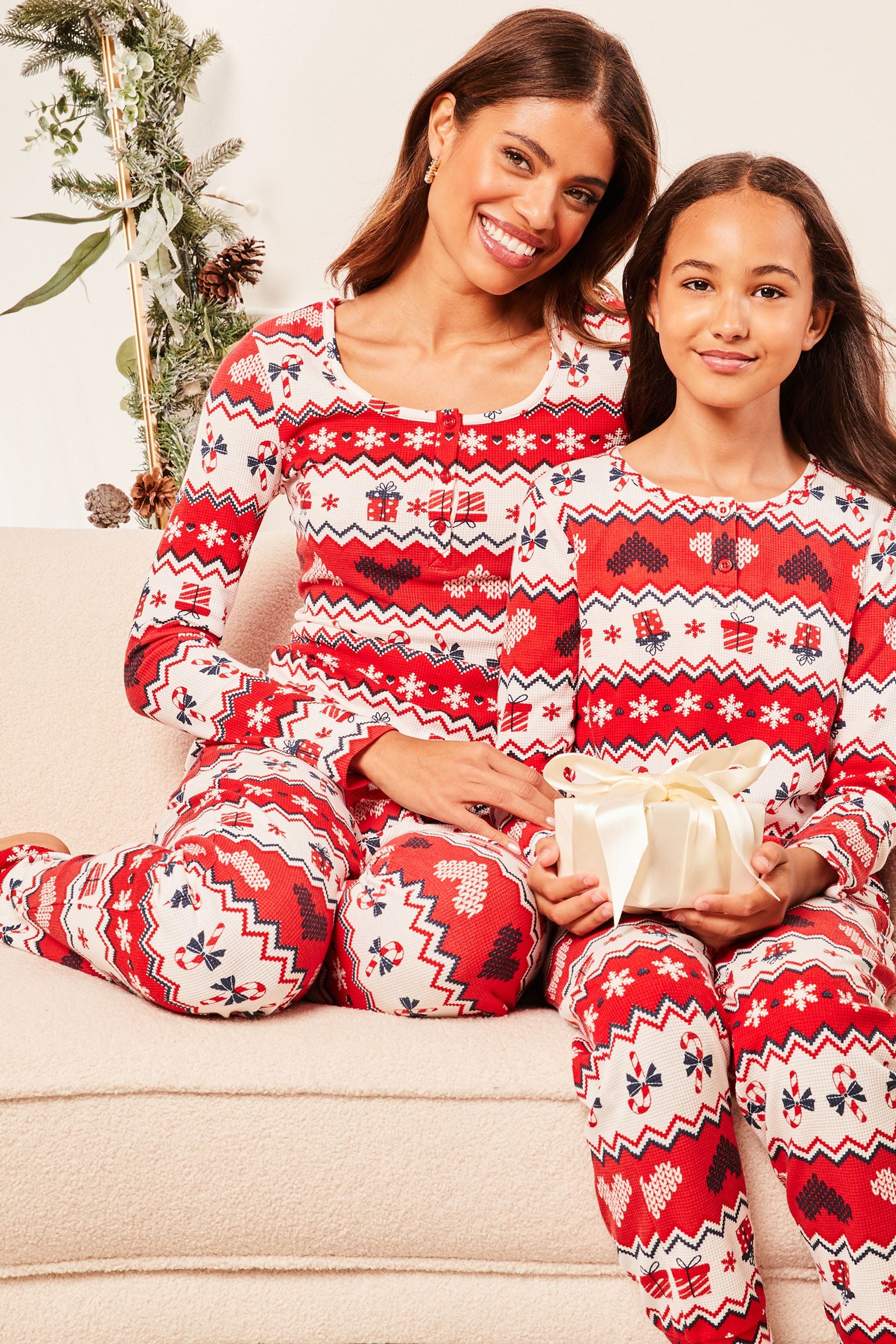 White Lipsy Christmas Long Sleeve Long Leg Pyjamas (From 3-16yrs)