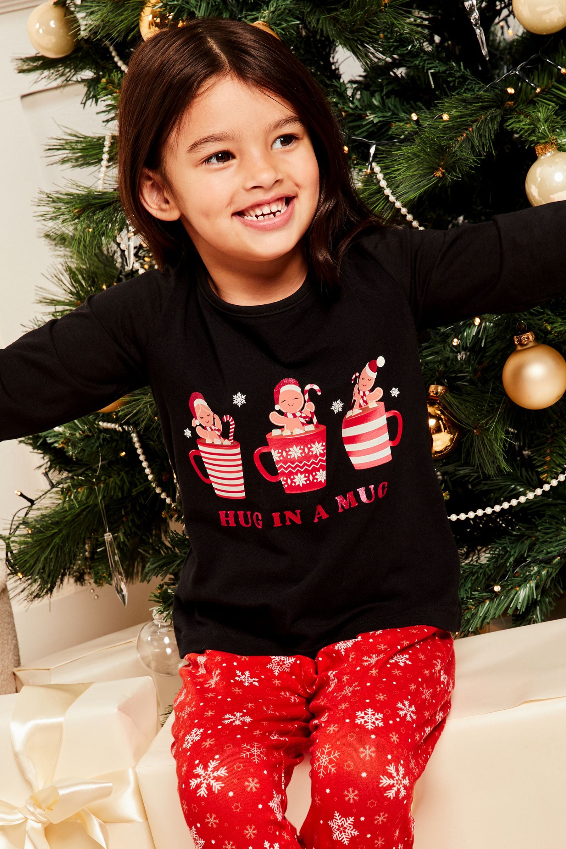 Red Lipsy Christmas Long Sleeve Long Leg Pyjamas (From 3-16yrs)