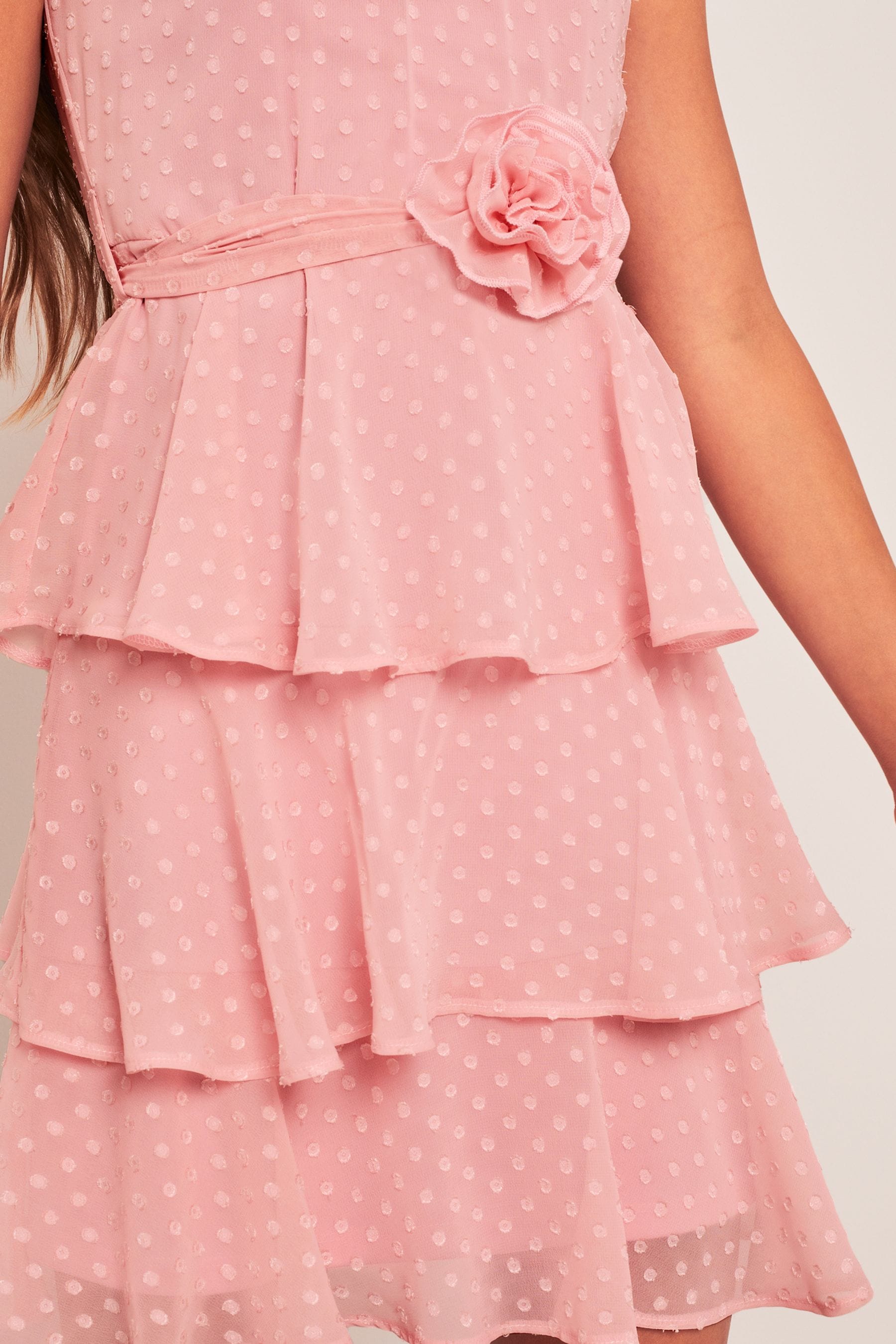 Pink Corsage Lipsy Pleated Halter Belted Dress