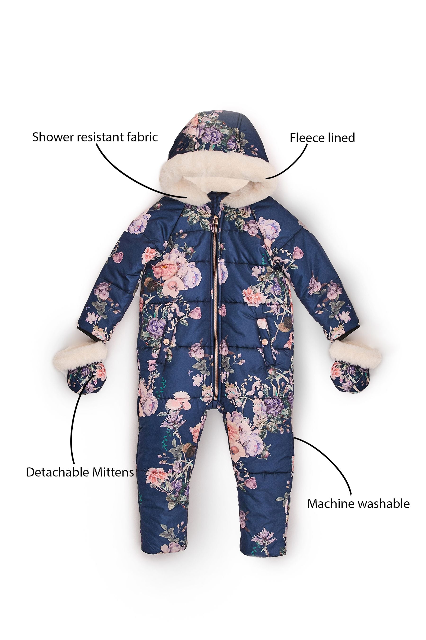 Navy Lipsy Mini Shower Resistant Snowsuit