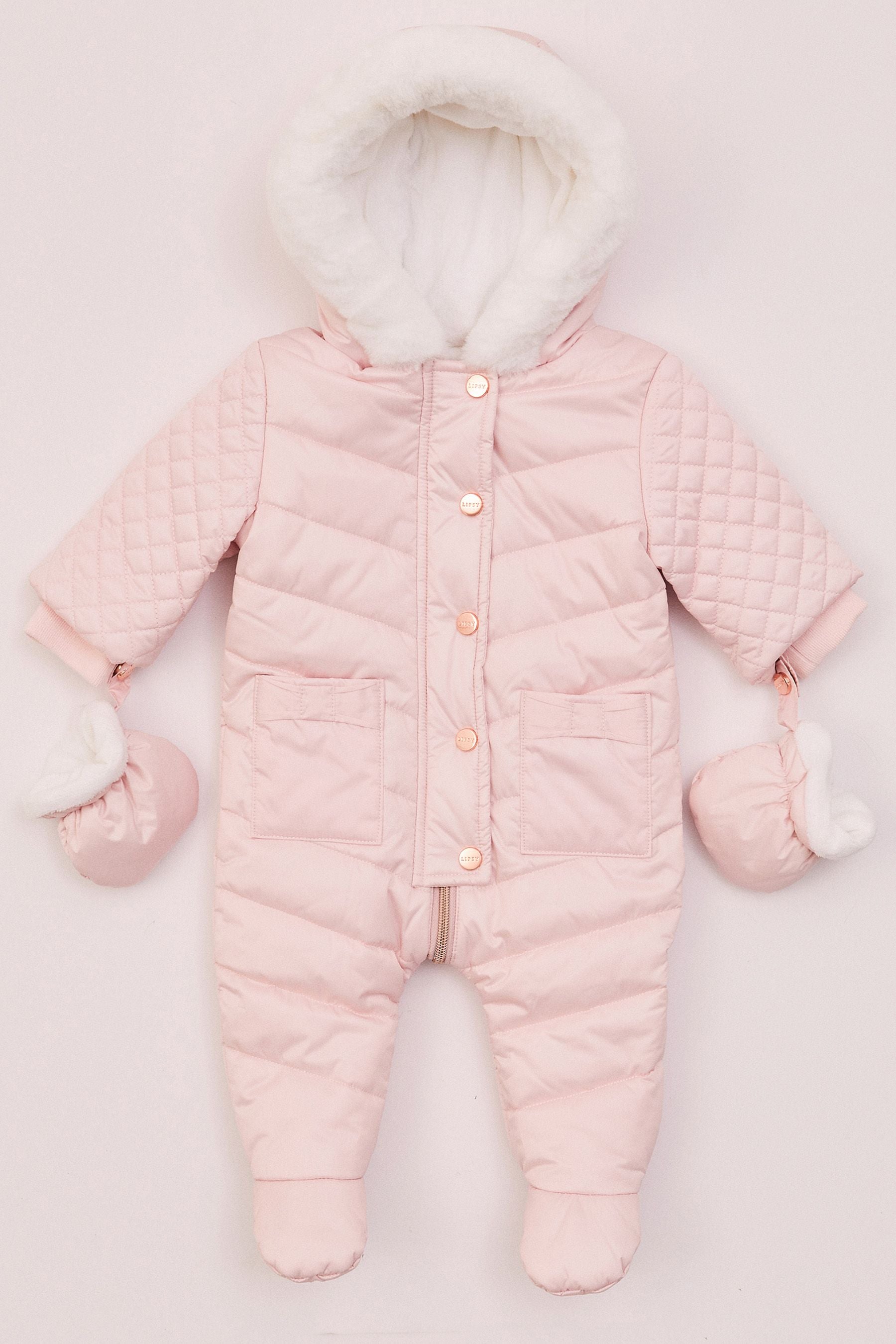 Pink Lipsy Fleece Lined Baby Snowsuit