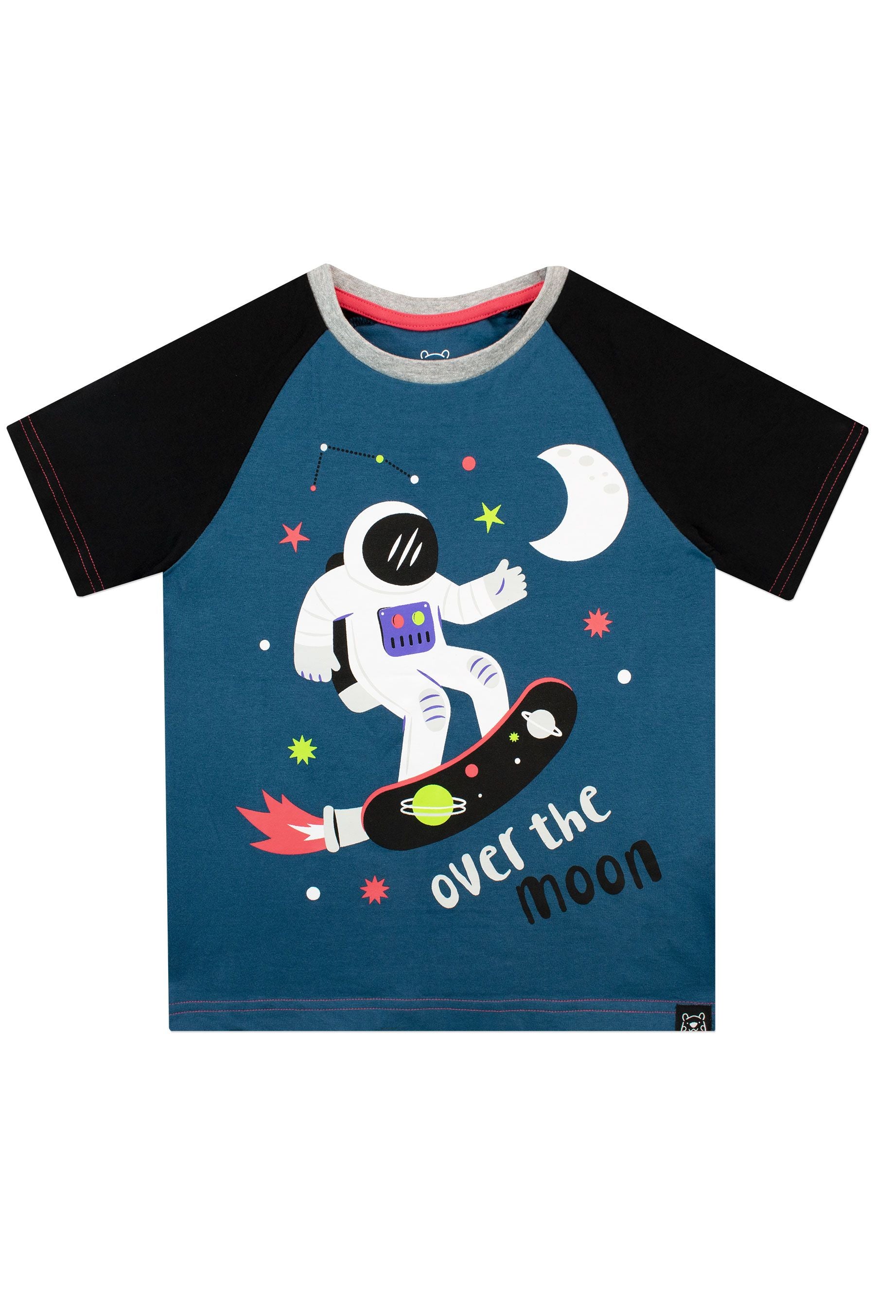 Harry Bear Black Space Over The Moon Short Sleeve Pyjama Set