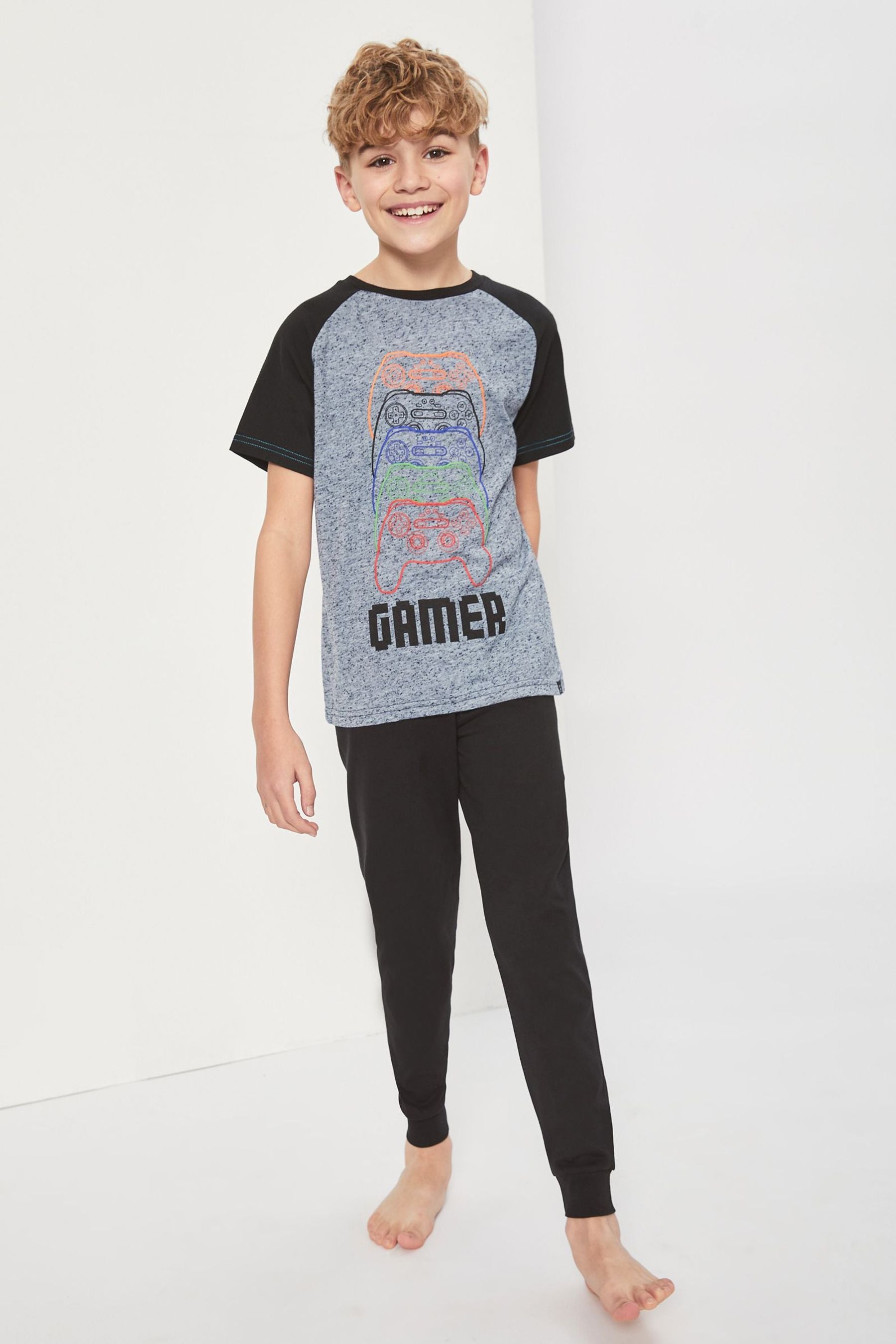 Harry Bear Grey Gamer Short Sleeve Pyjama Set