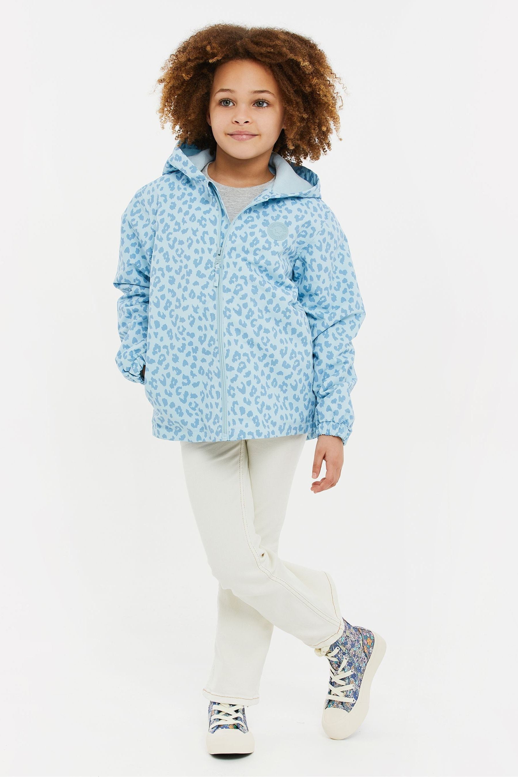 Blue Leopard Print Threadgirls Hooded Jacket