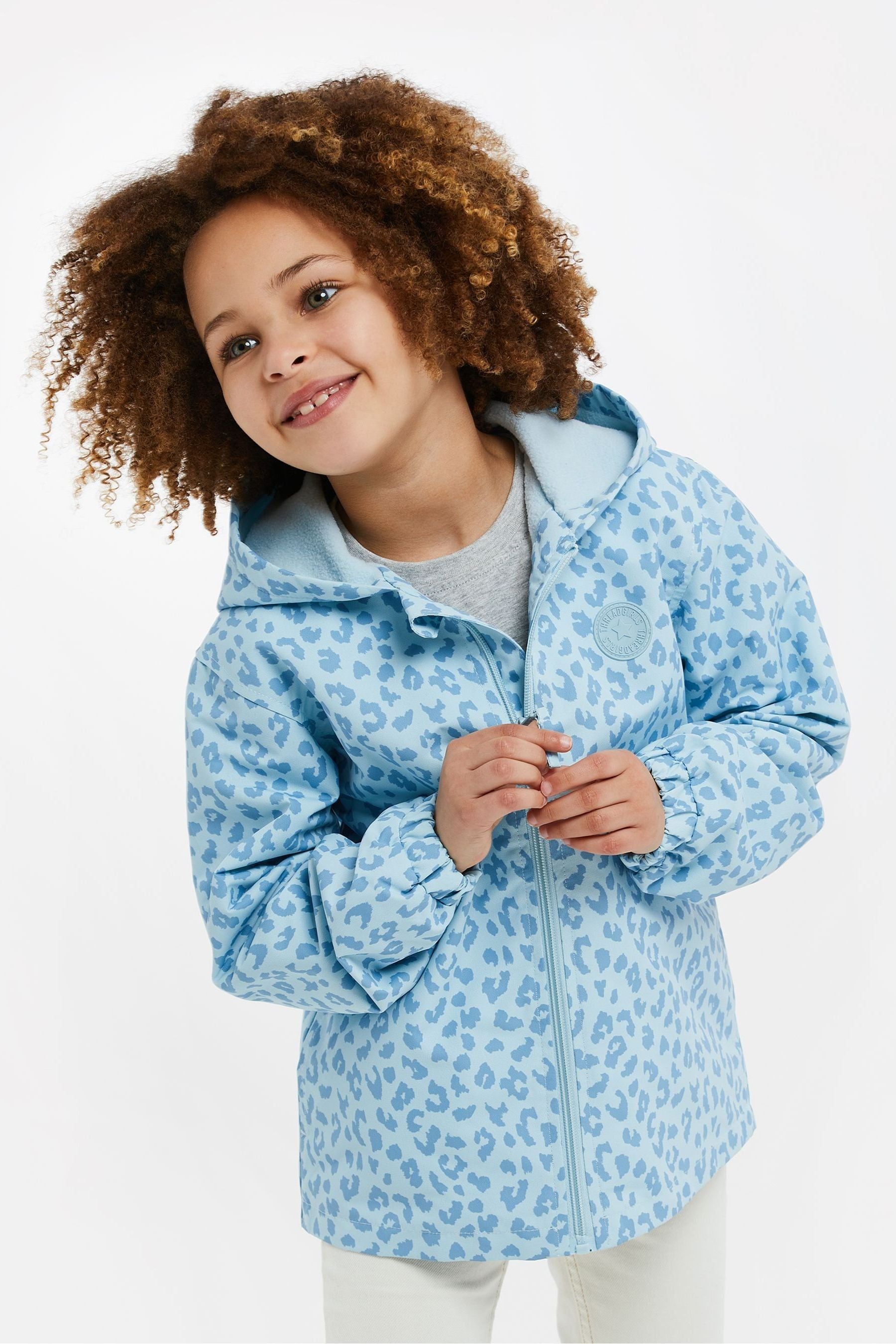 Blue Leopard Print Threadgirls Hooded Jacket