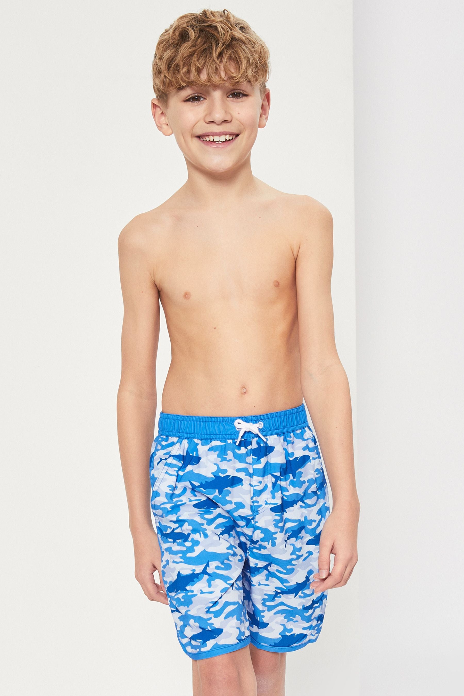 Blue Nautical Camo Harry Bear Boys Swim Shorts