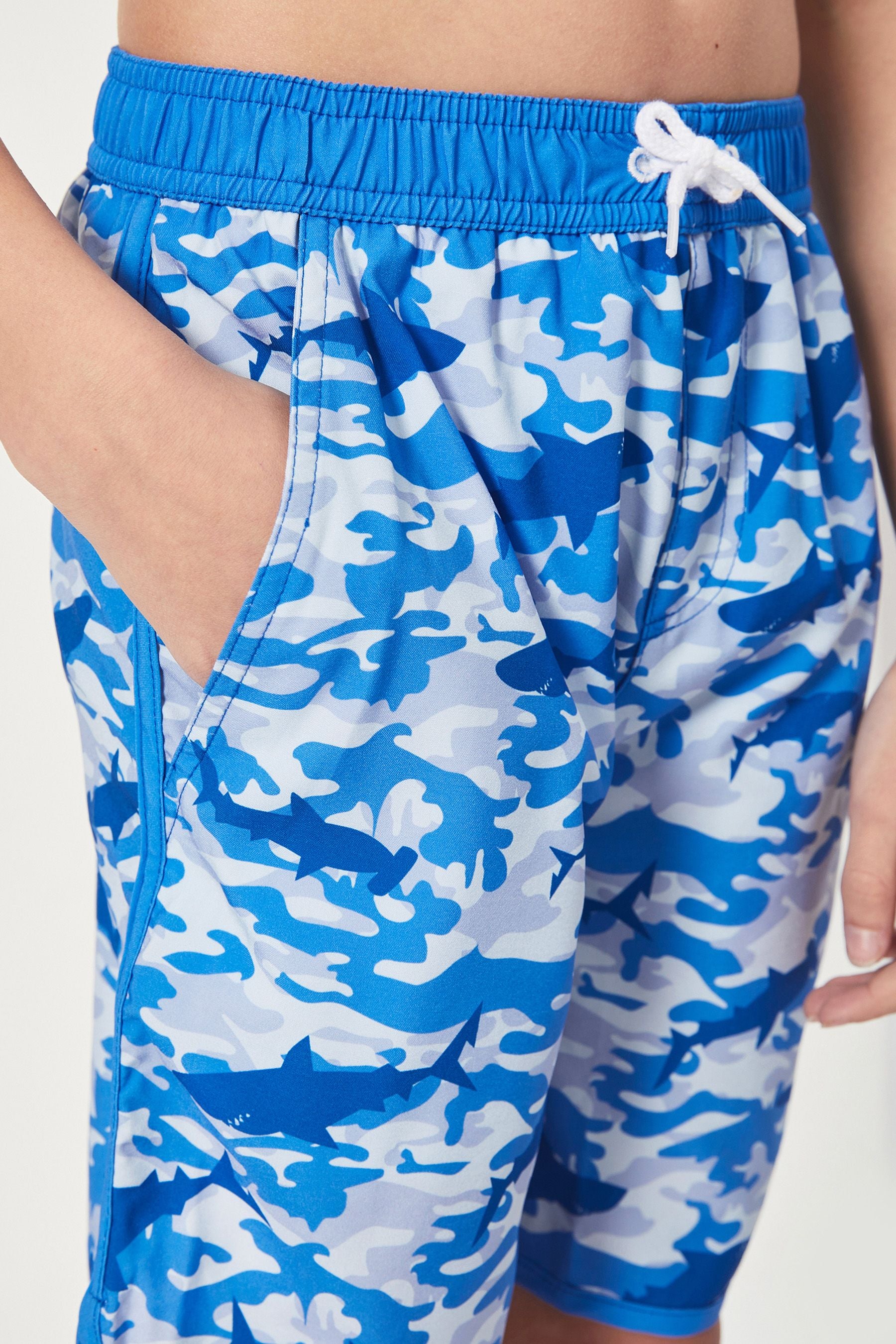 Blue Nautical Camo Harry Bear Boys Swim Shorts