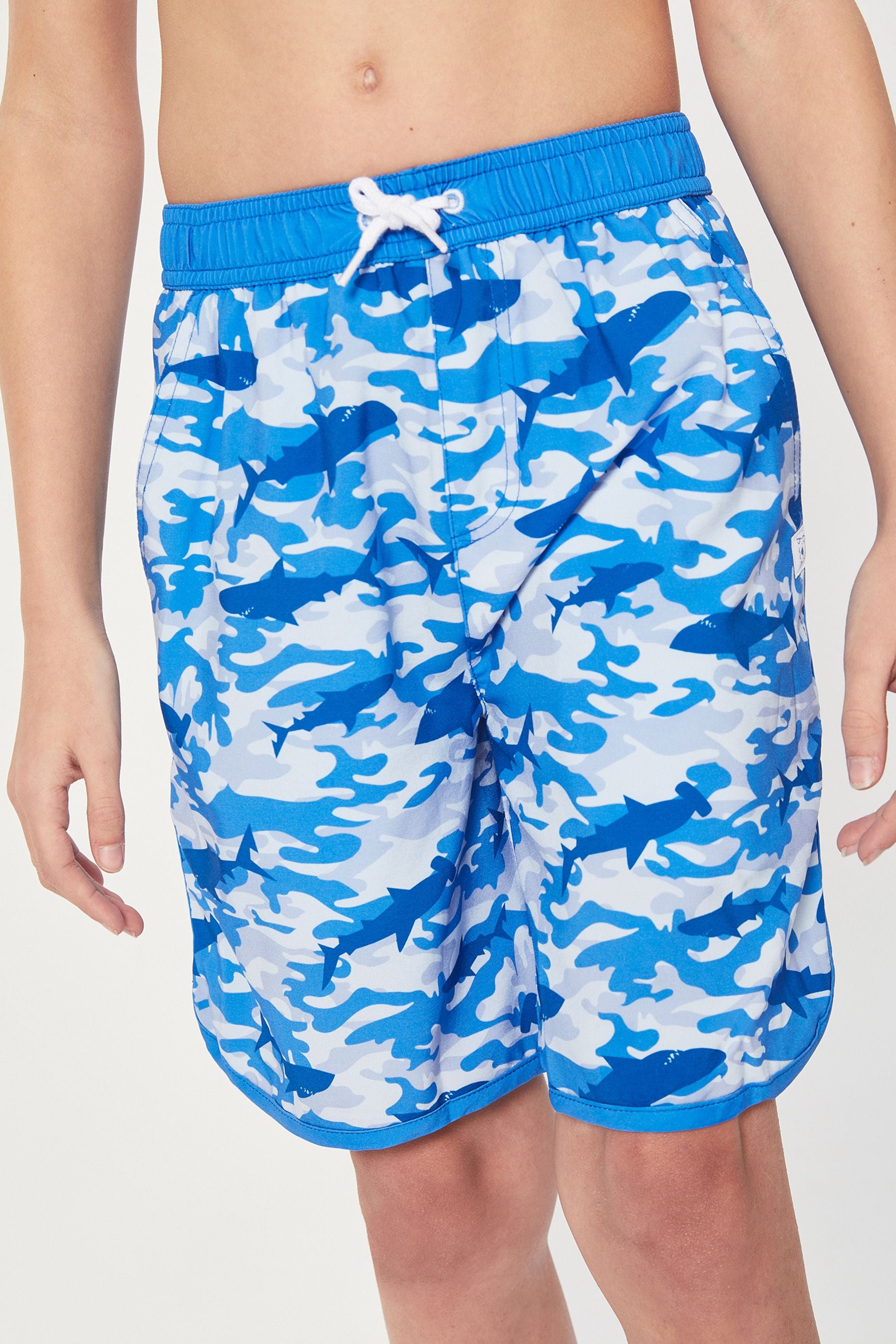 Blue Nautical Camo Harry Bear Boys Swim Shorts