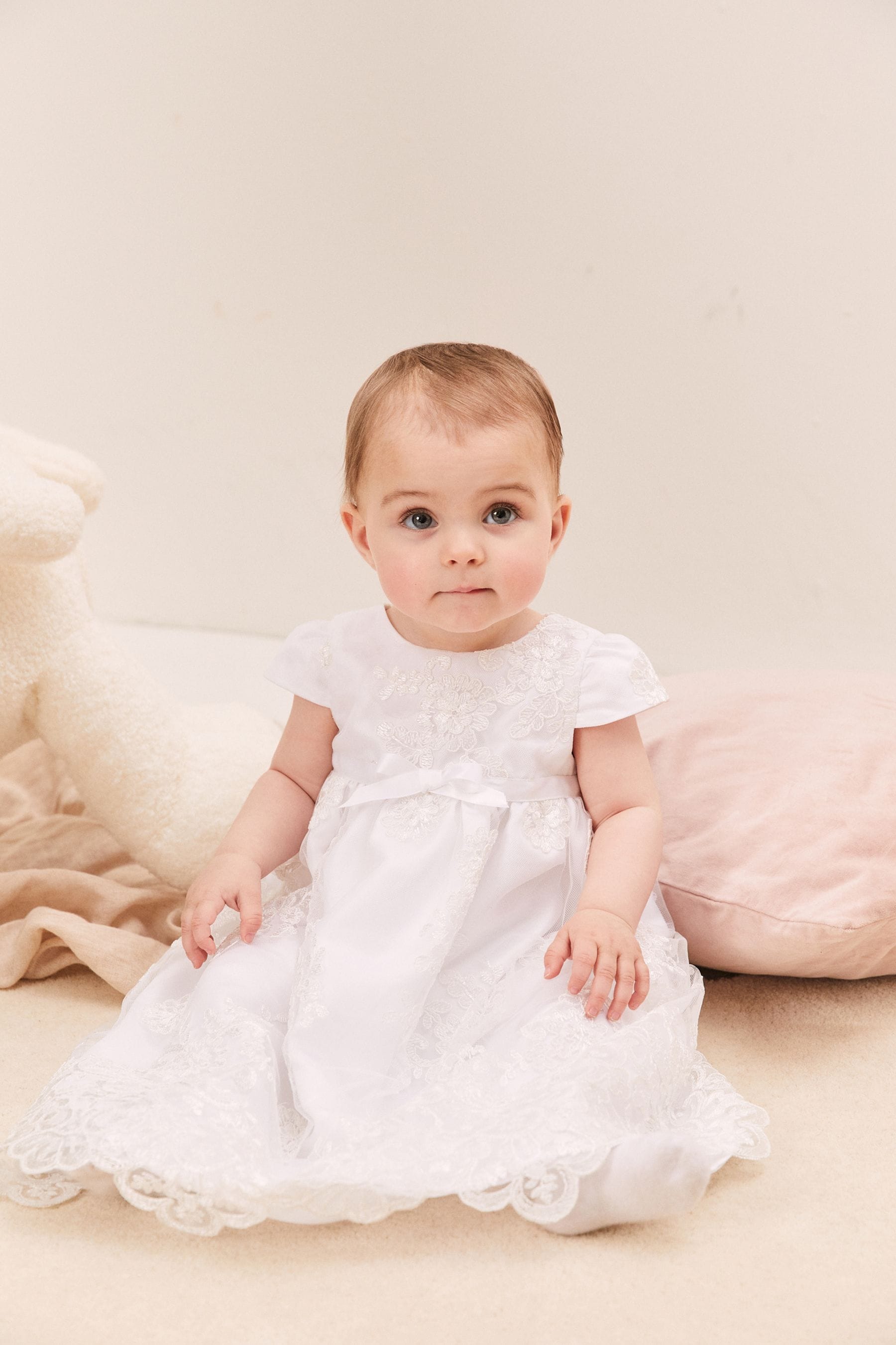 White Lipsy Baby Lace Christening Dress