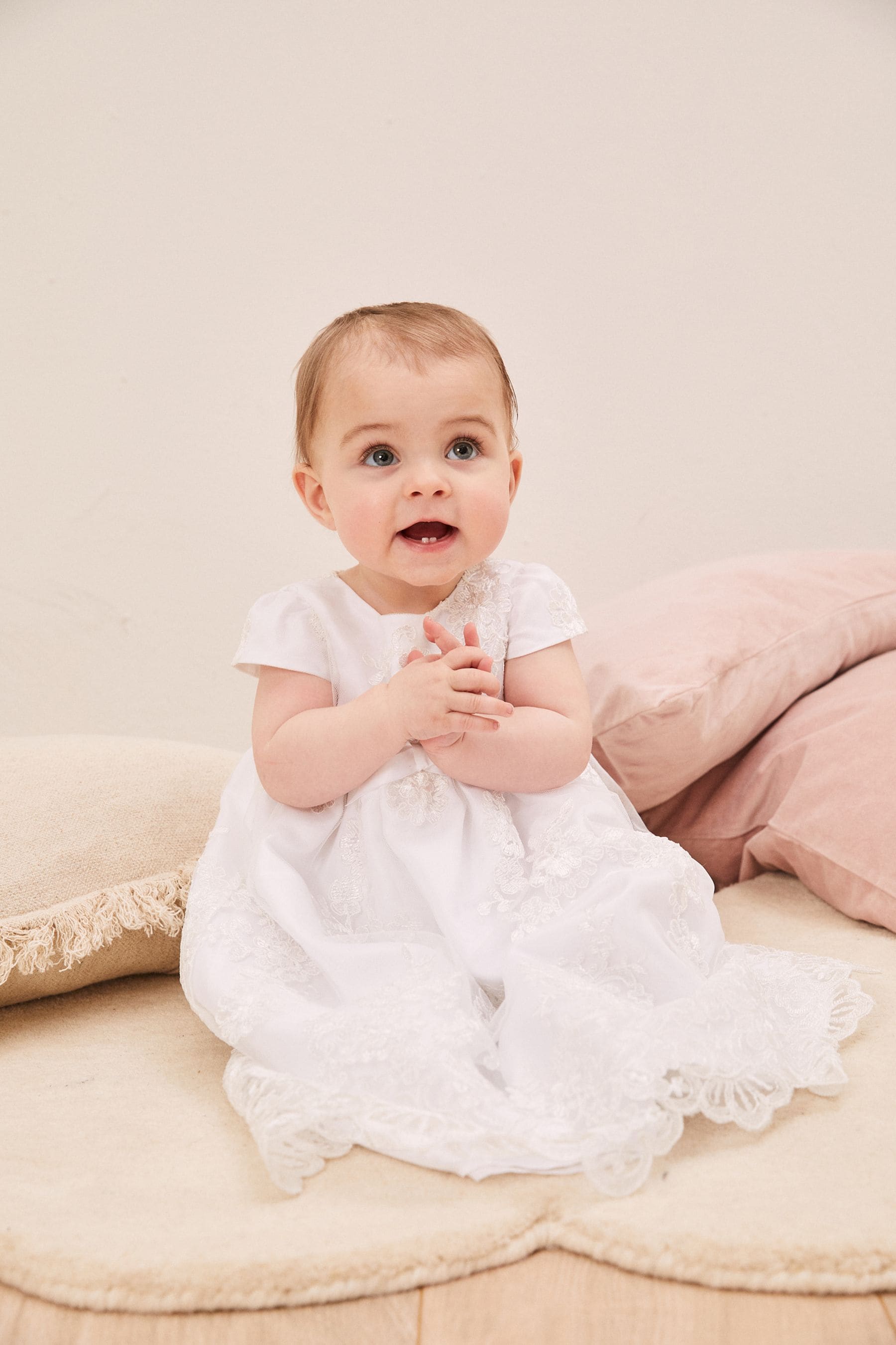 White Lipsy Baby Lace Christening Dress