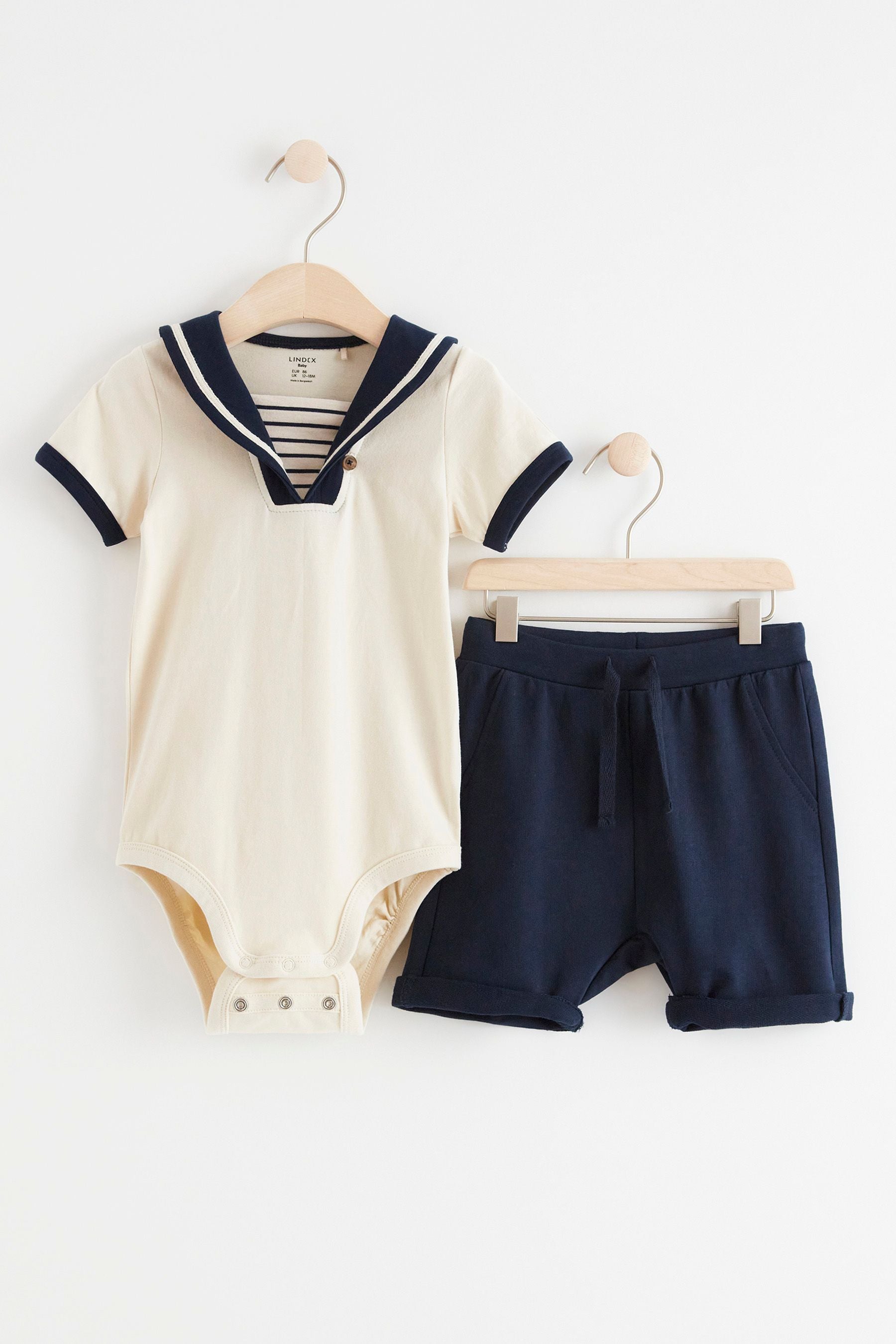 Lindex Cream Sailor Body and Shorts Set