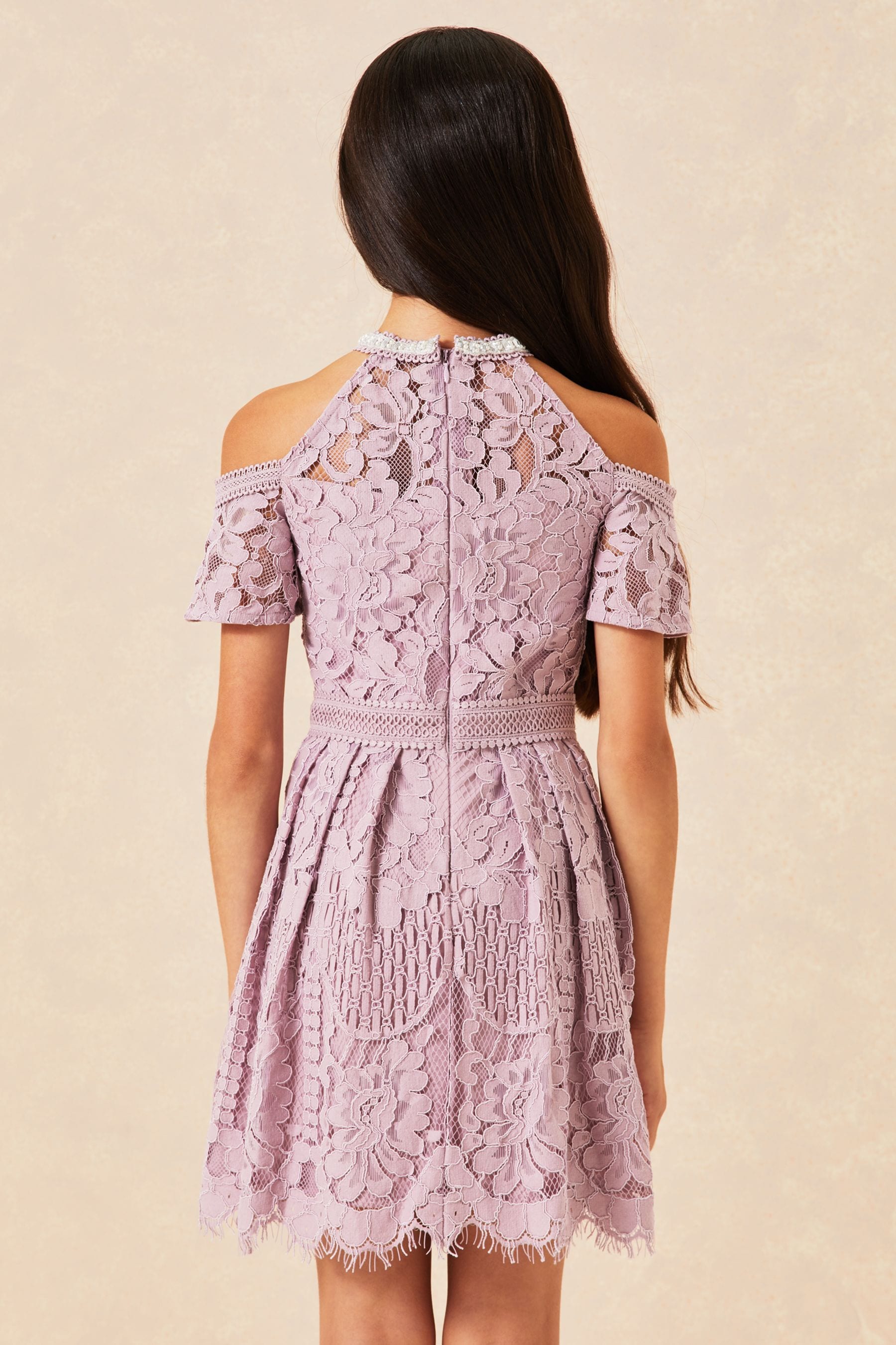 Lilac Lipsy Cold Shoulder Lace Occasion Dress