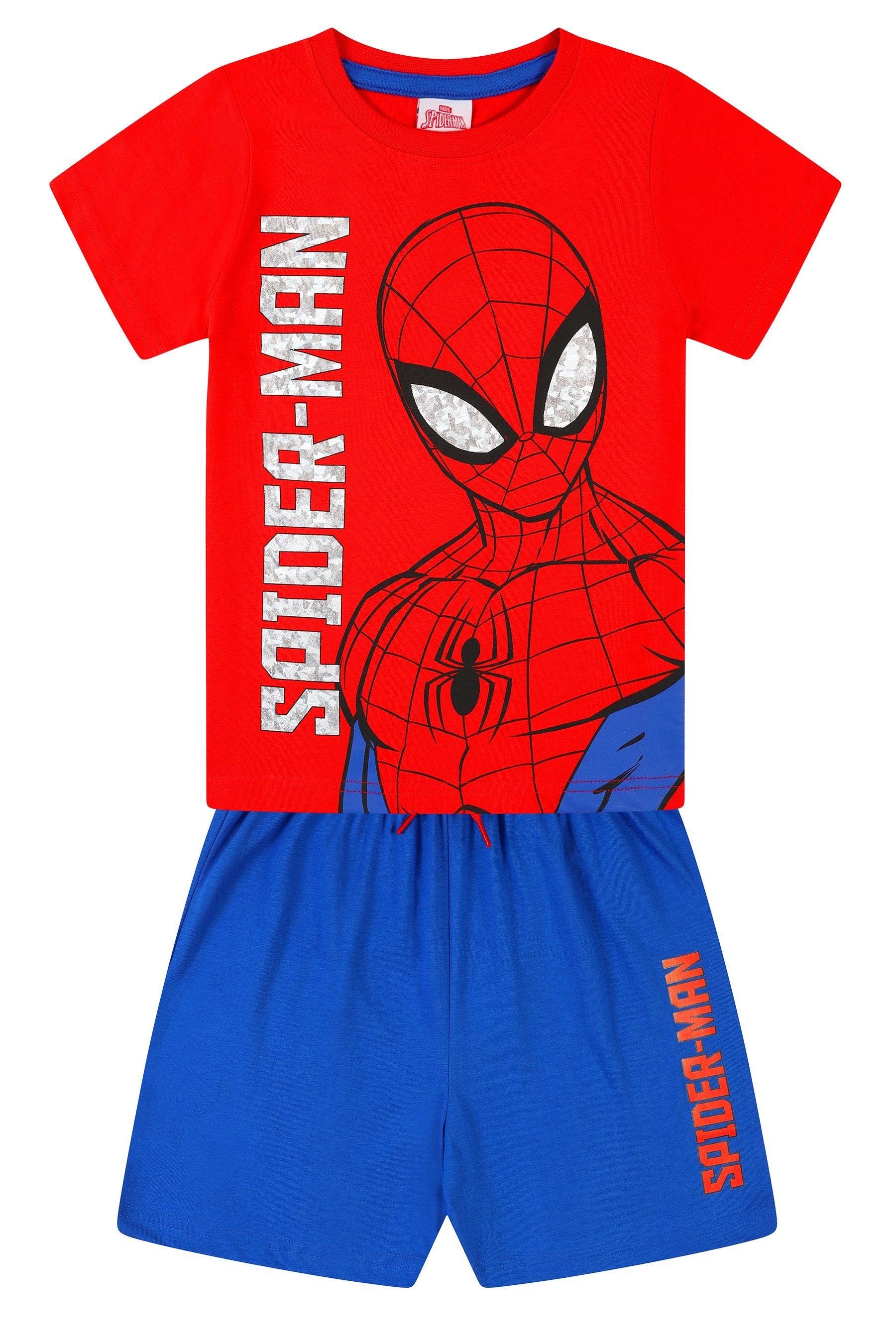 Kid Genius Red Spider-Man Holographic Boys Marvel Print Short Pyjamas