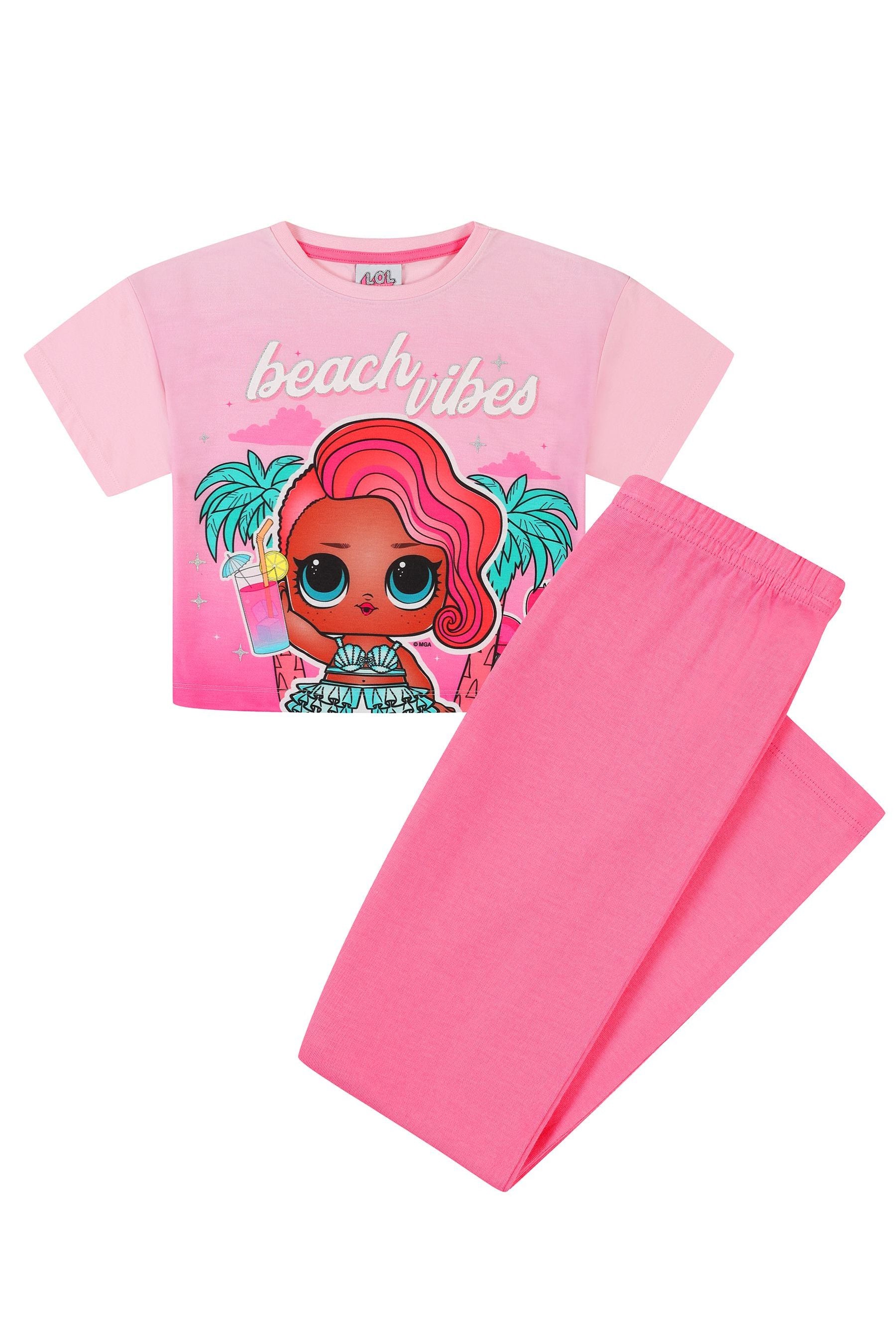 Kid Genius LOL Surprise Beach Vibes Girls Licensing Short Sleeve Long Leg Pyjamas