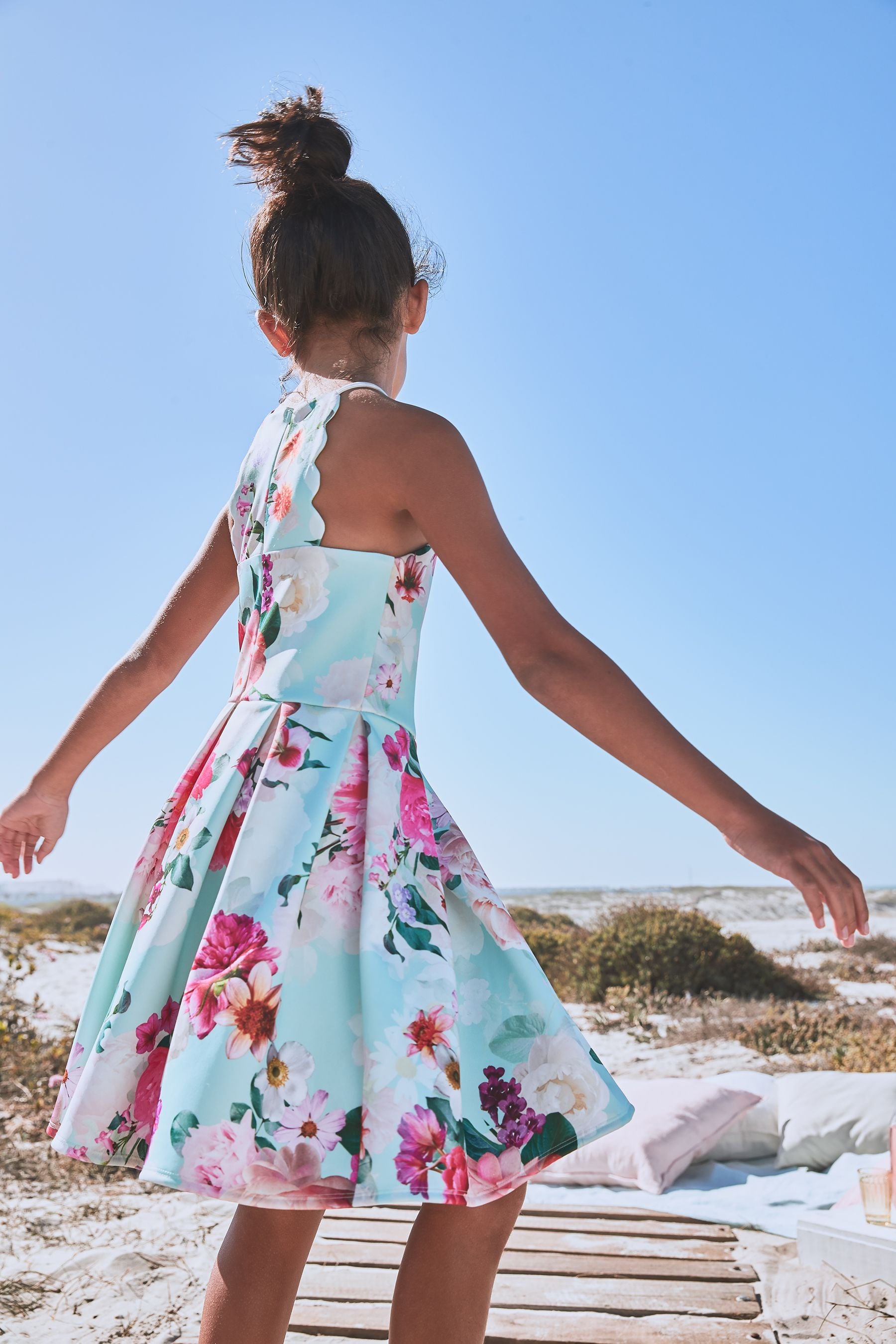 Aqua Blue Floral Lipsy Scuba Occasion Dress