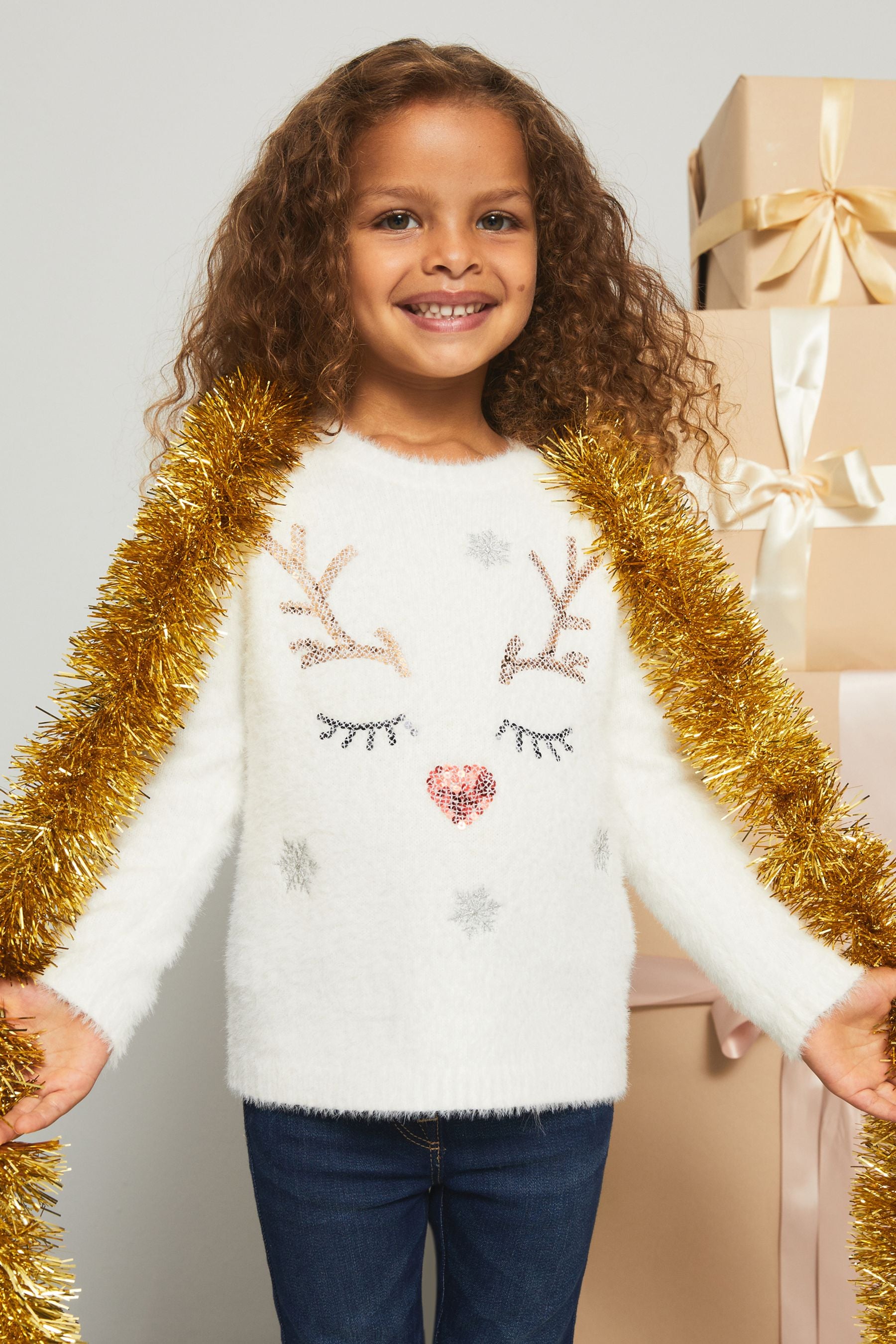 Cream Lipsy Mini Christmas Jumper