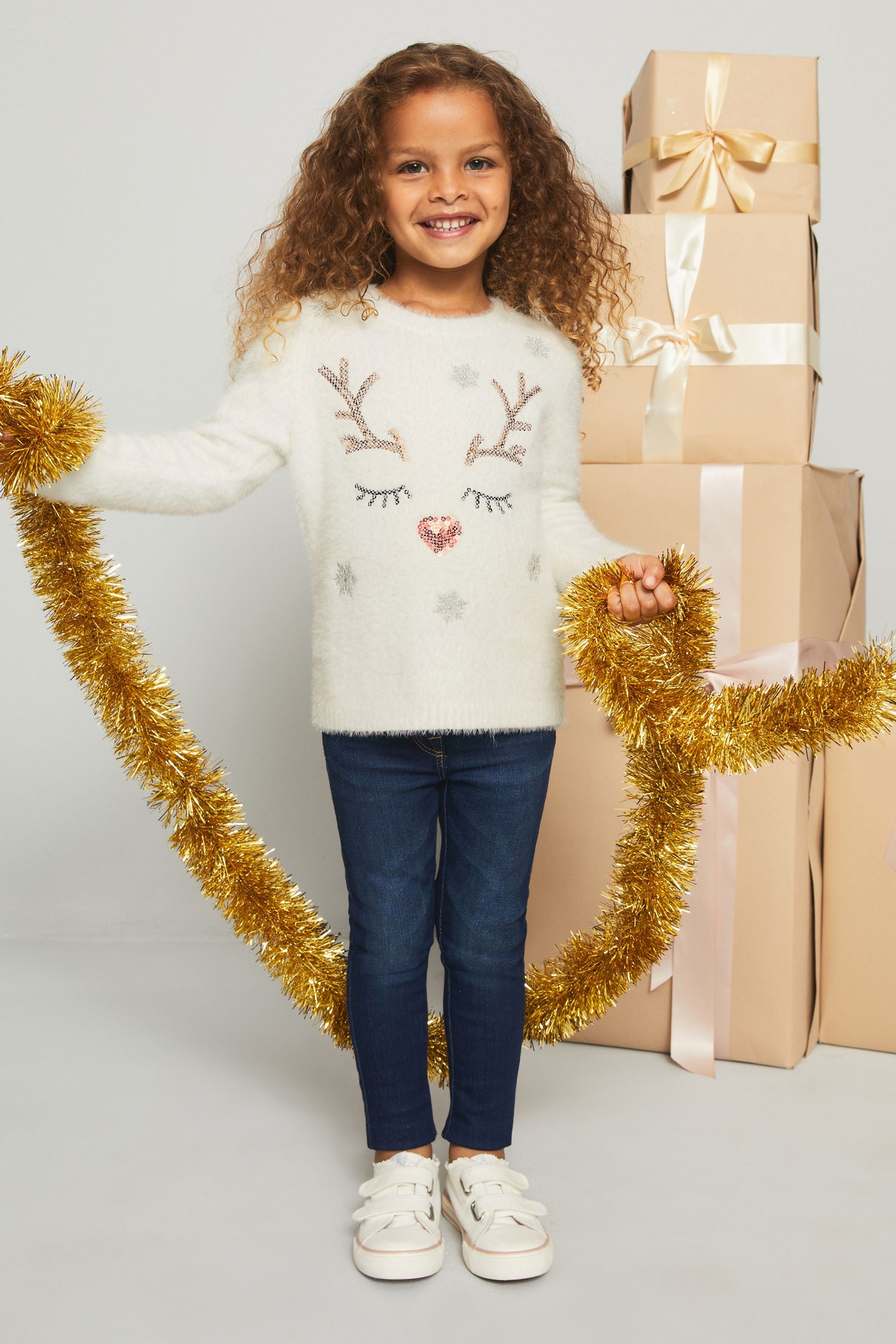 Cream Lipsy Mini Christmas Jumper