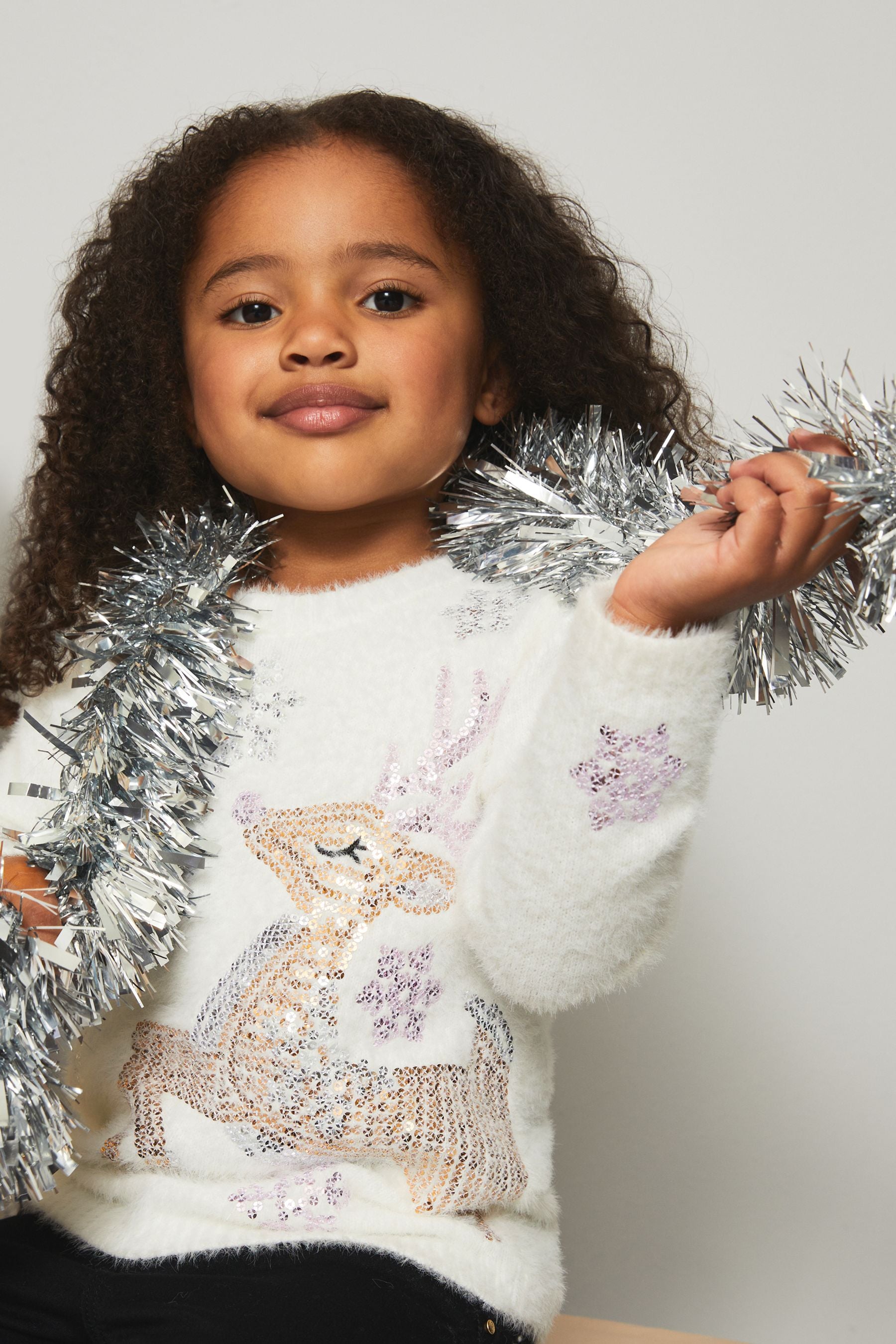 Cream Reindeer Lipsy Mini Christmas Jumper