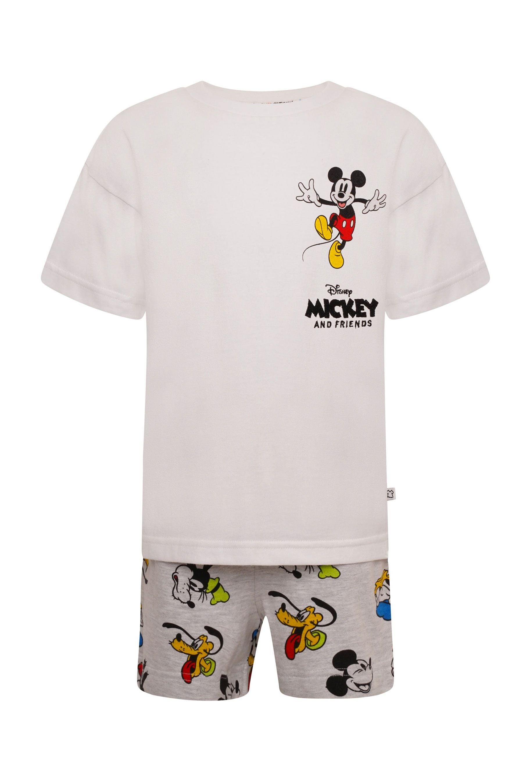 Brand Threads Grey Disney Mickey Mouse Boys BCI Cotton Daywear Set Ages 1-5