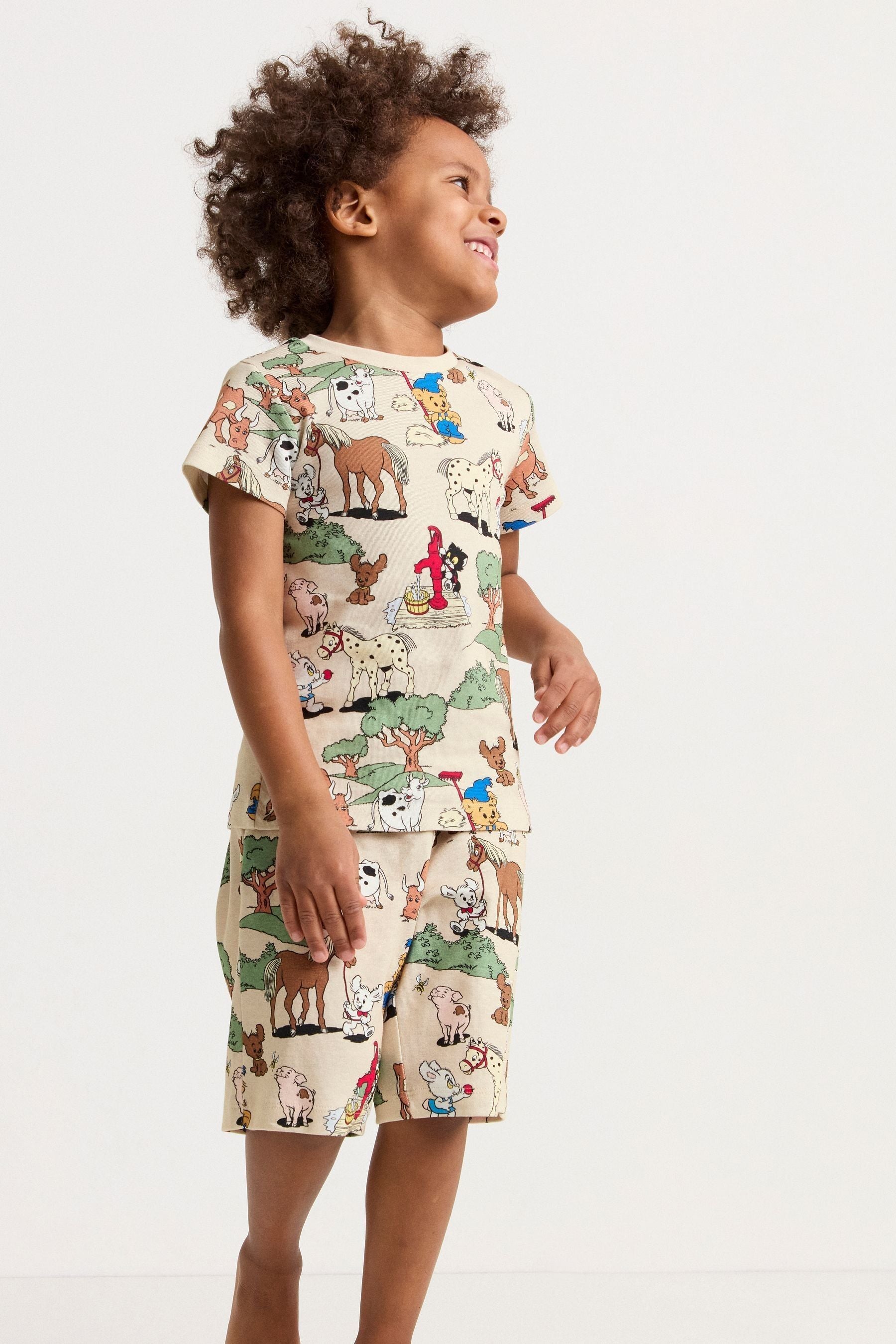 Lindex Cream Farm Animals Print Pyjamas