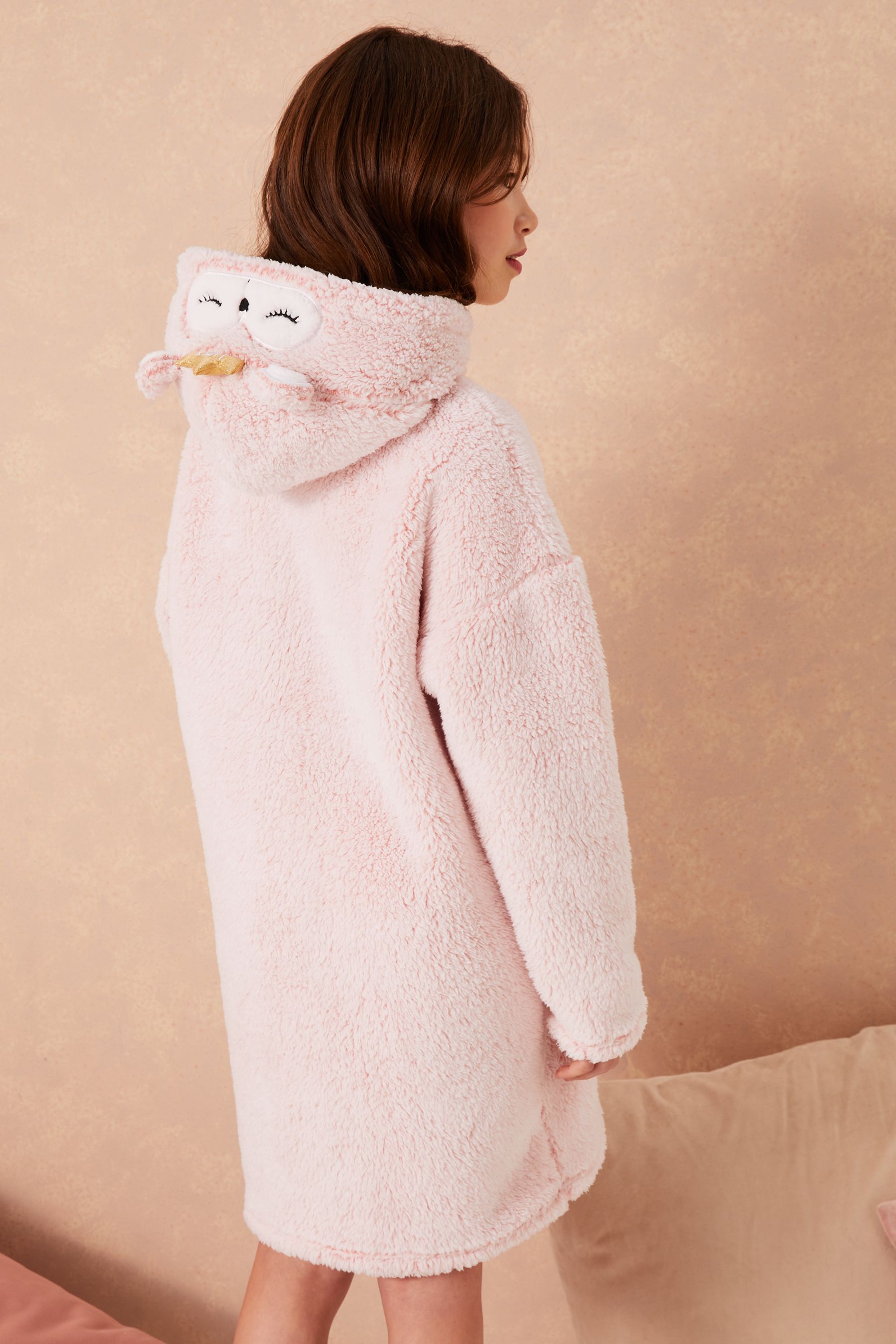 Pink Bear Lipsy Cosy Fleece Hooded Blanket