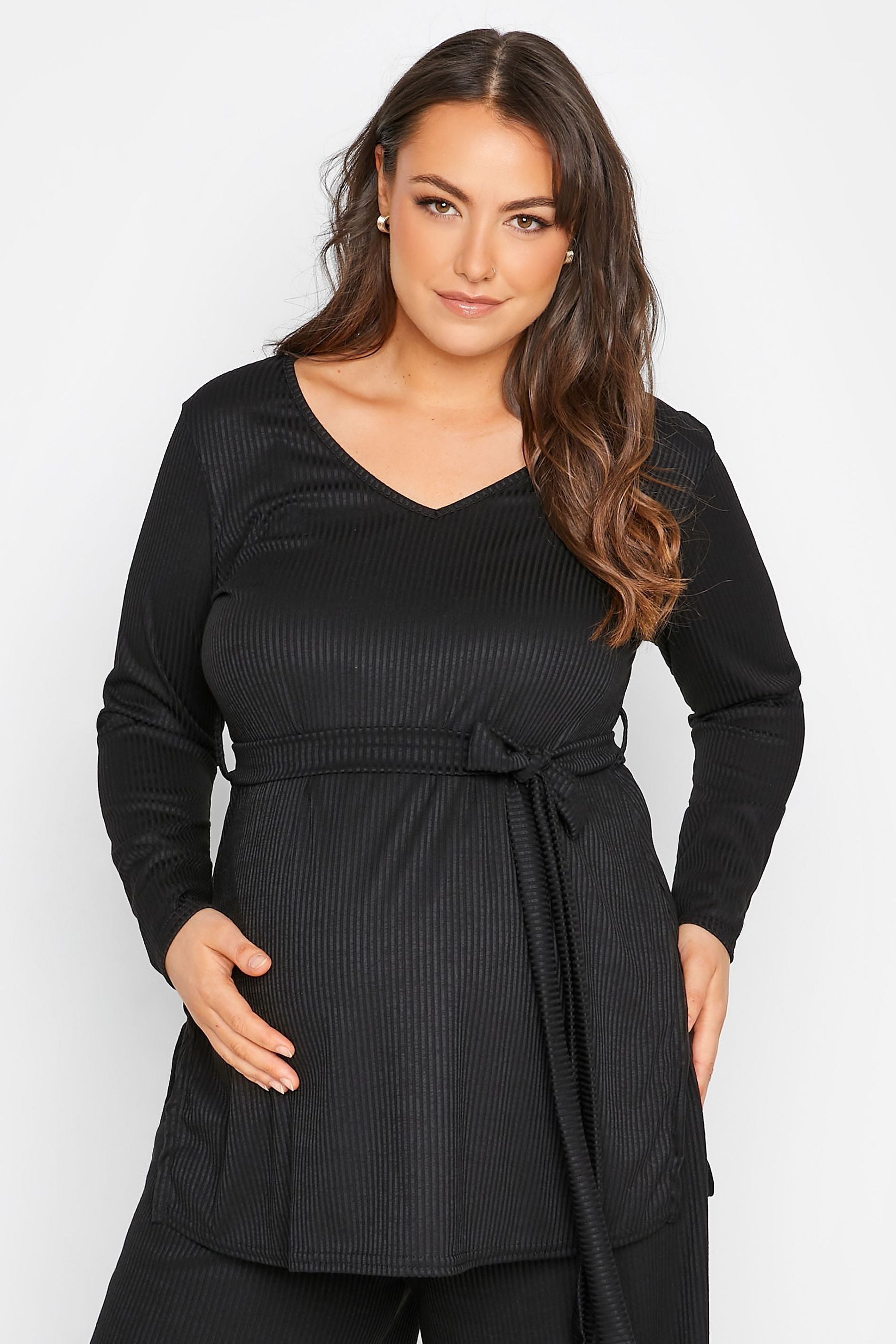 Black Bump It Up Maternity Ribbed Lounge Top