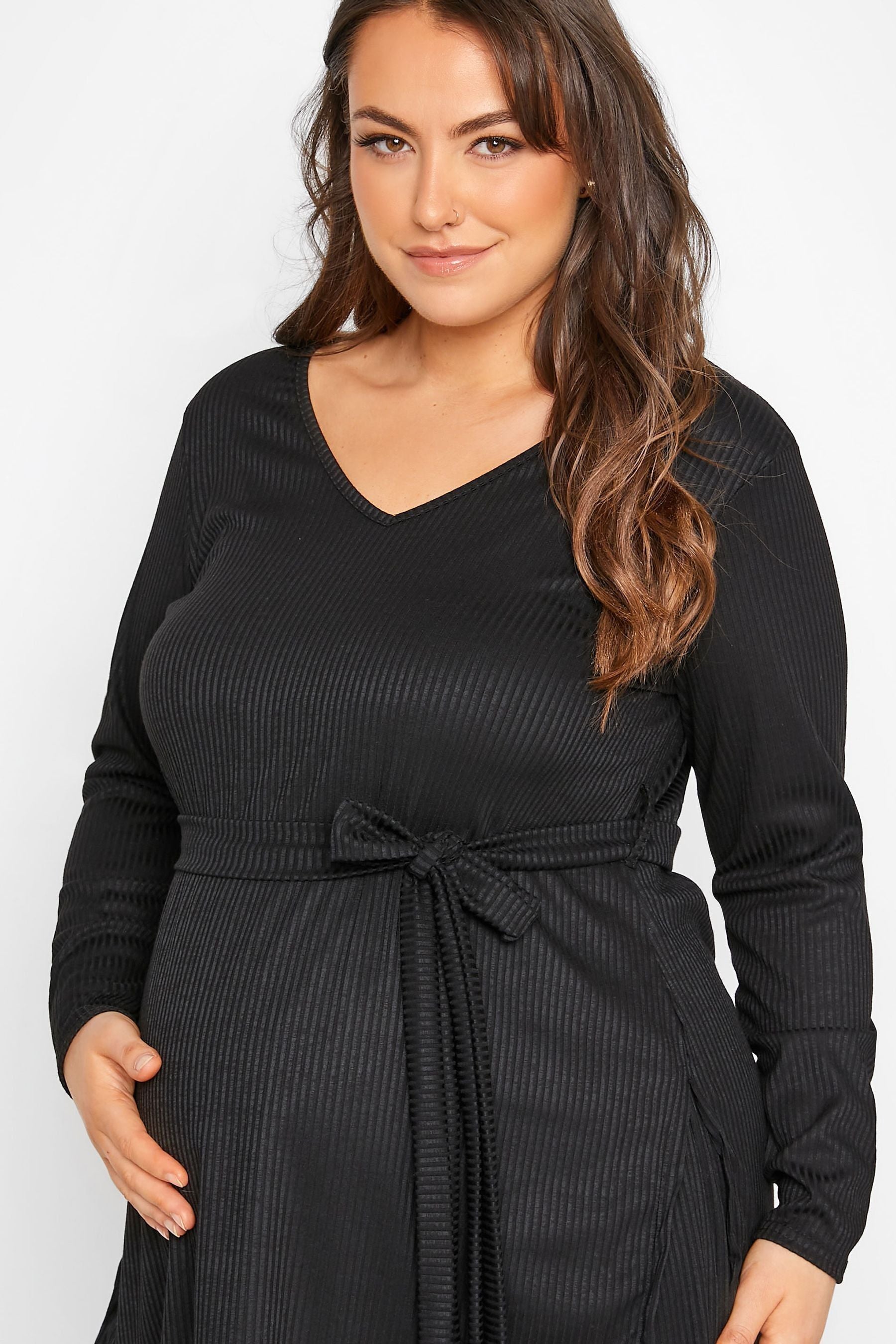 Black Bump It Up Maternity Ribbed Lounge Top