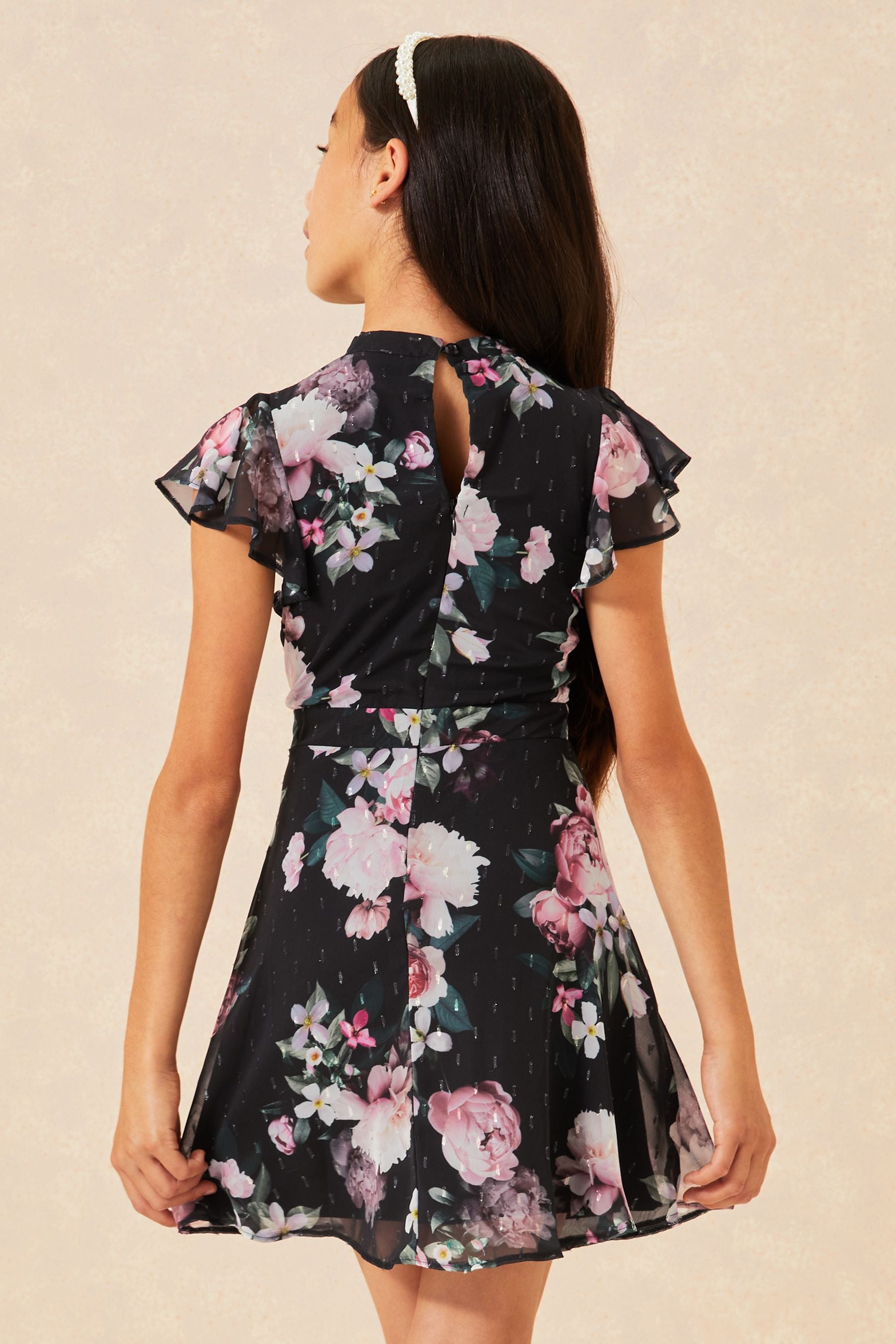 Black Floral Lipsy Chiffon Occasion Dress