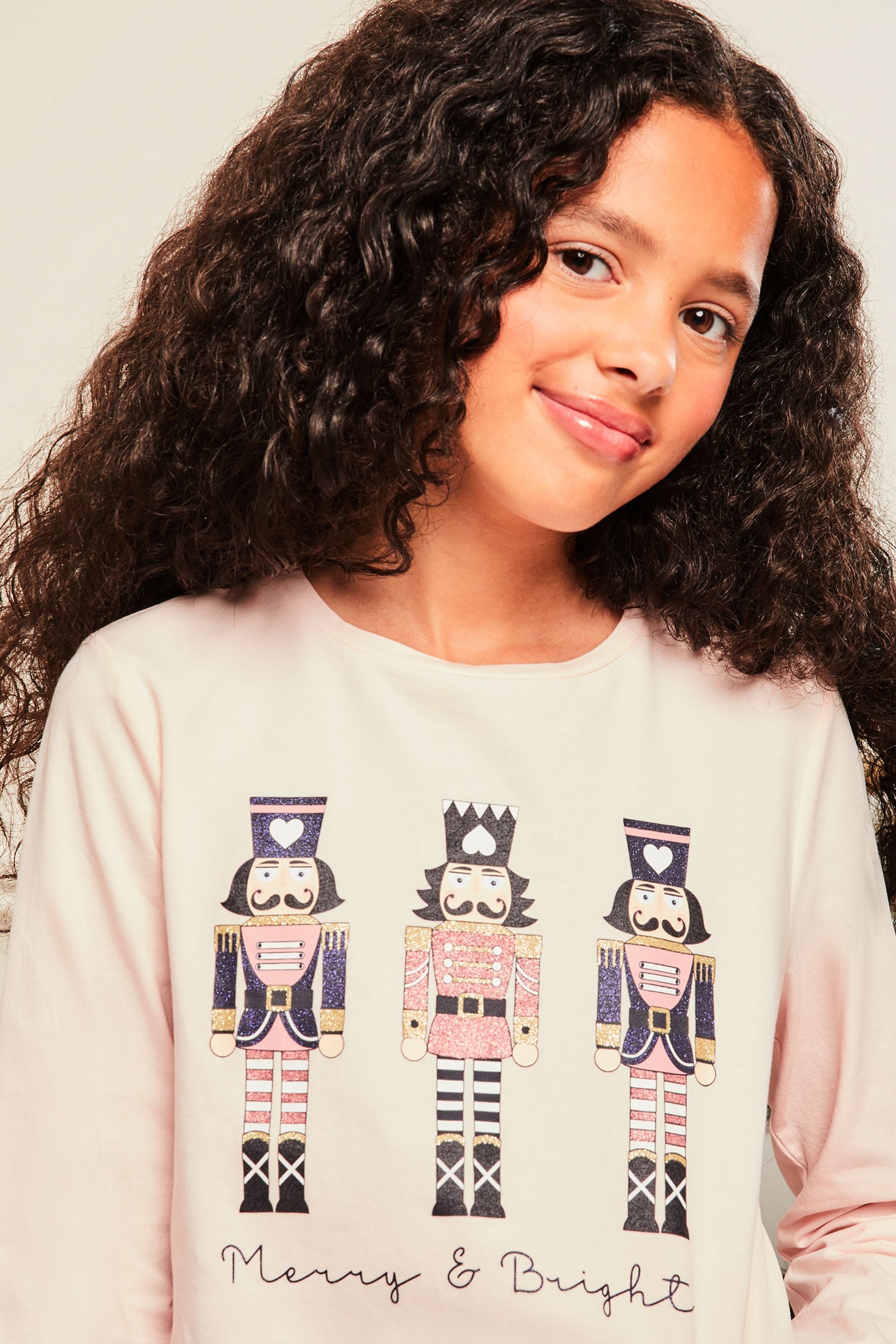 Pink Lipsy Christmas Jersey Check Pyjamas (2-16yrs)