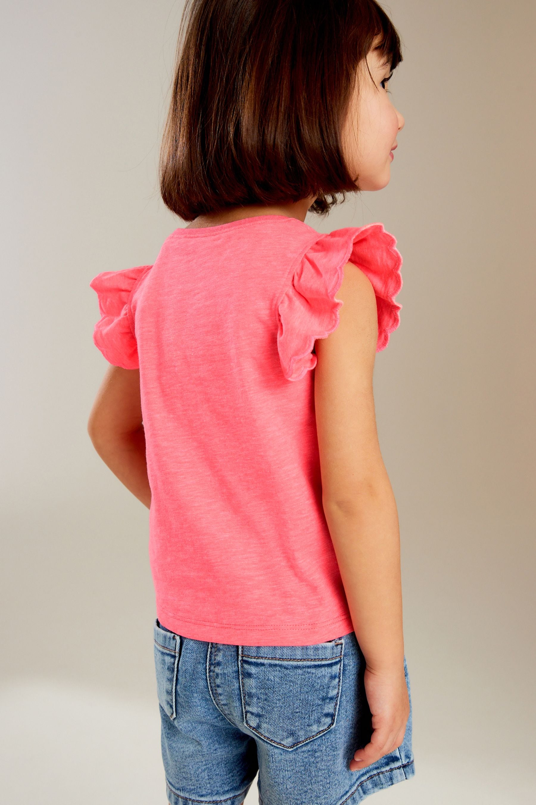 Coral Pink Scallop Vest (3mths-7yrs)