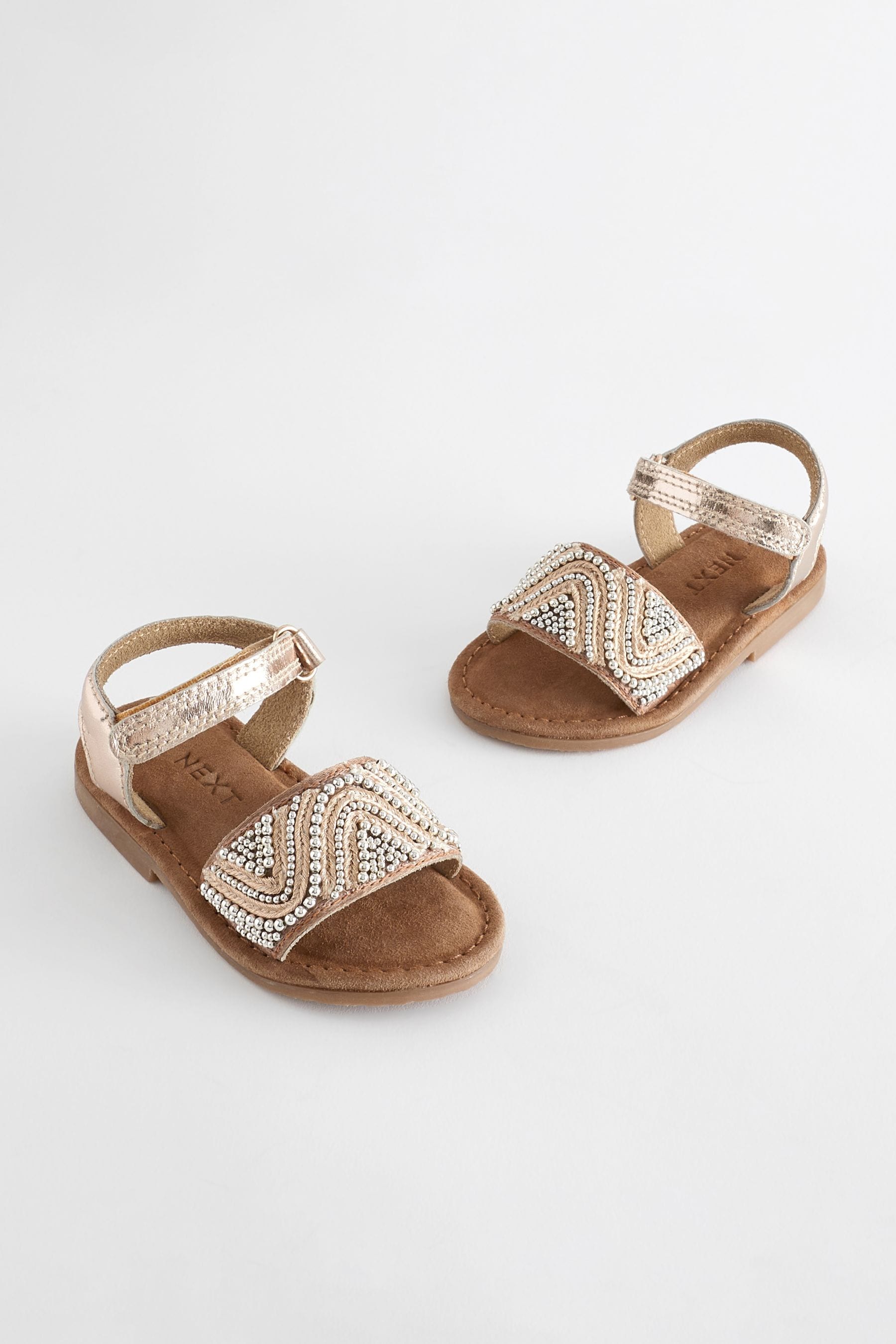 Rose Gold Beaded Occasion Sandals