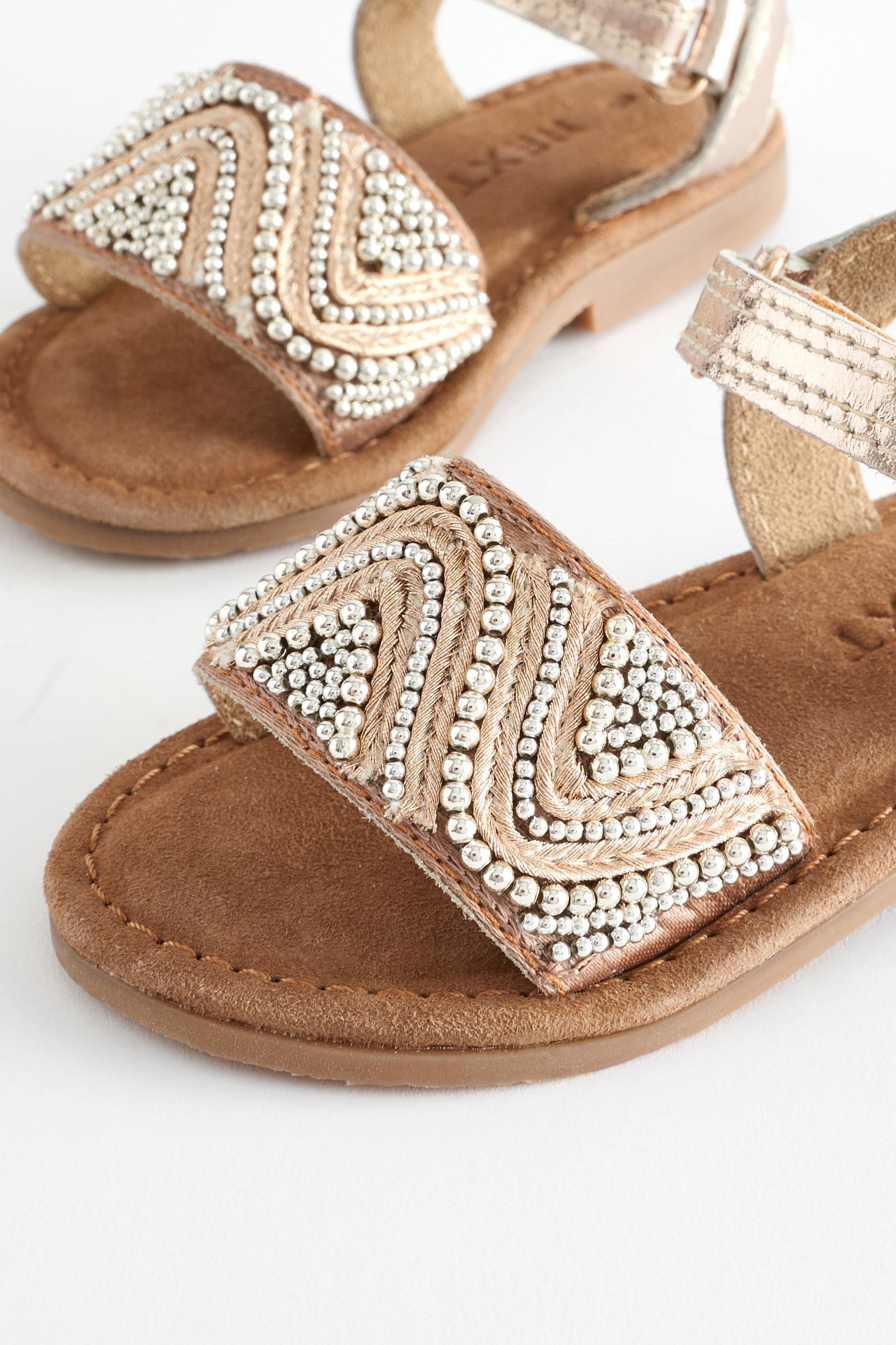 Rose Gold Beaded Occasion Sandals