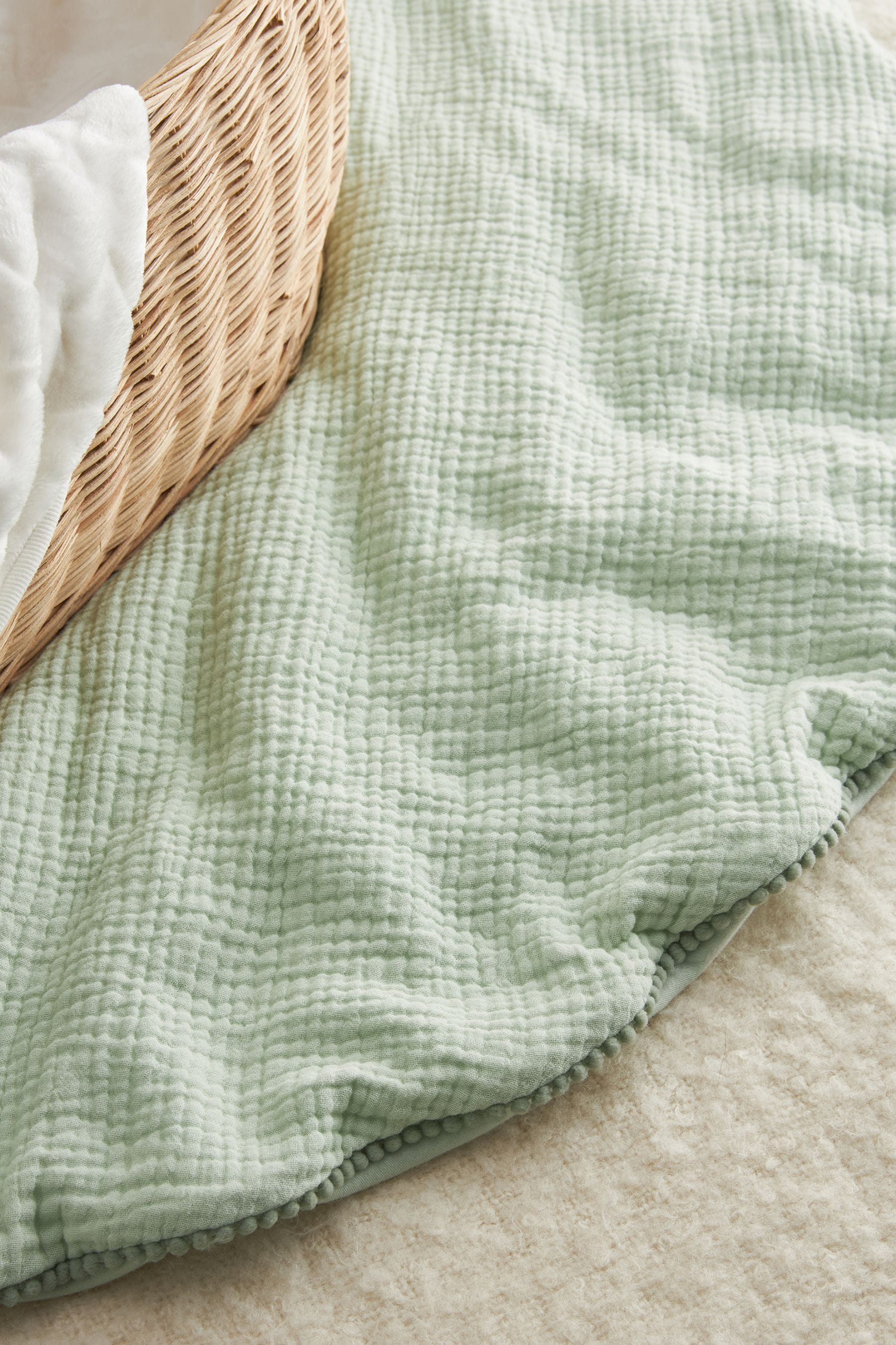 Sage Green Pom Baby Mat