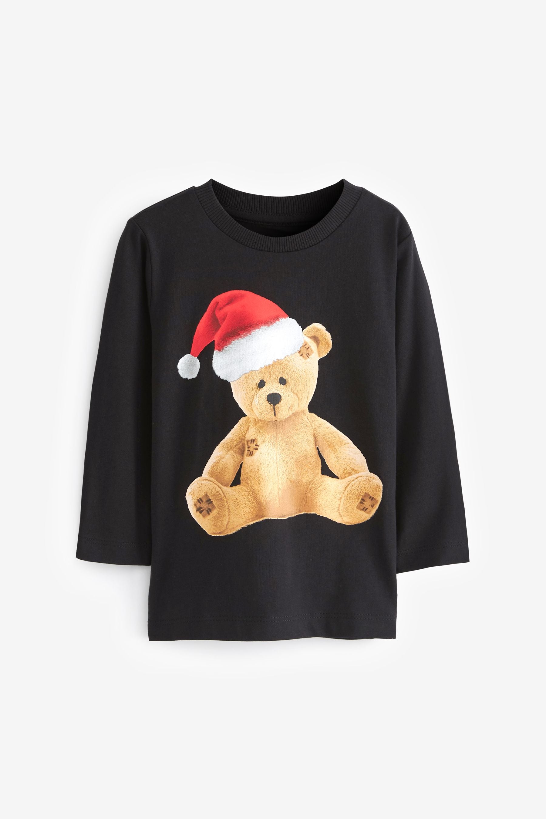 Charcoal Grey Bear Long Sleeve Christmas T-Shirt (3mths-7yrs)