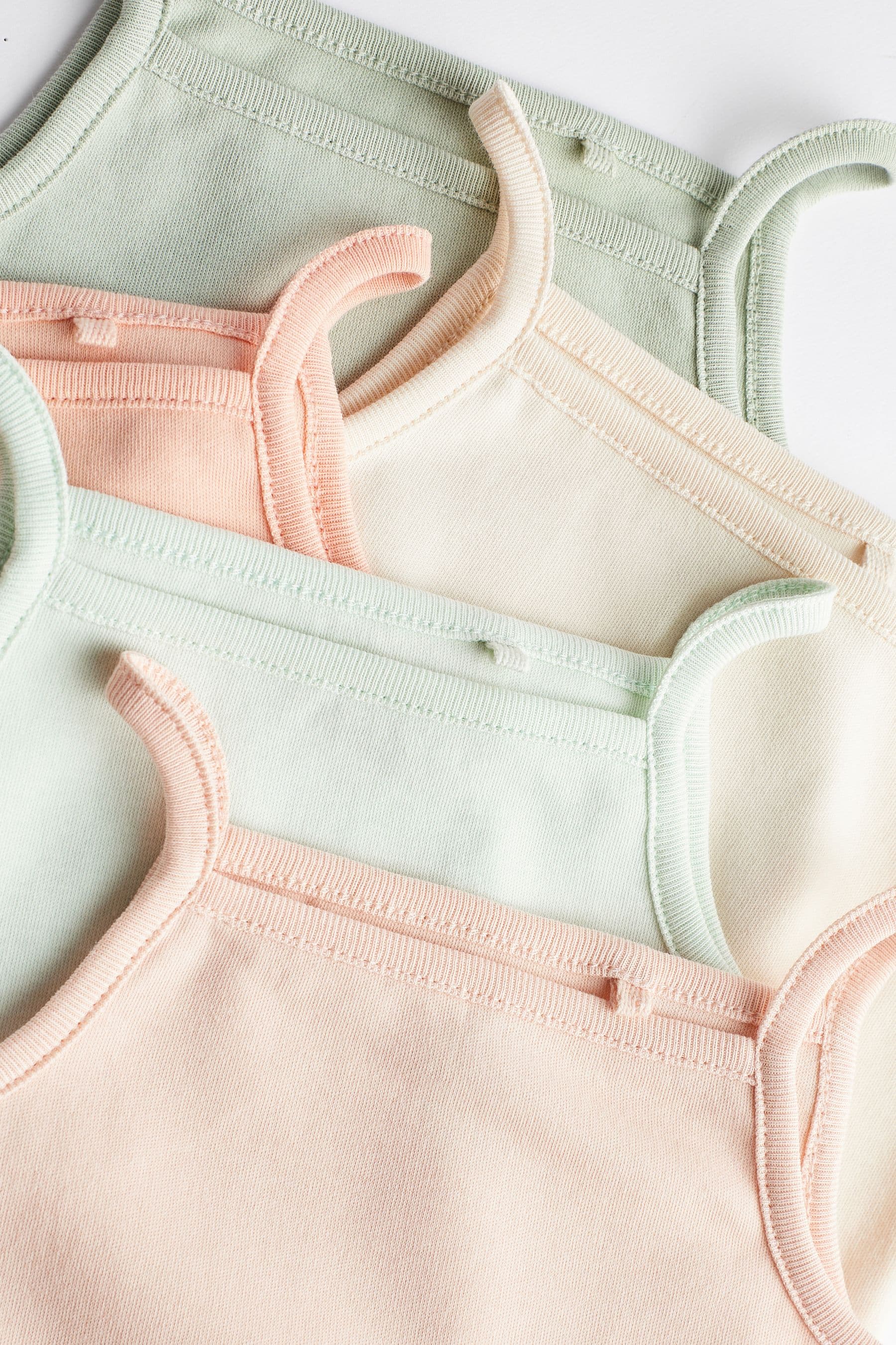 Peach/Green Baby Strappy Vest Bodysuits 5 Pack