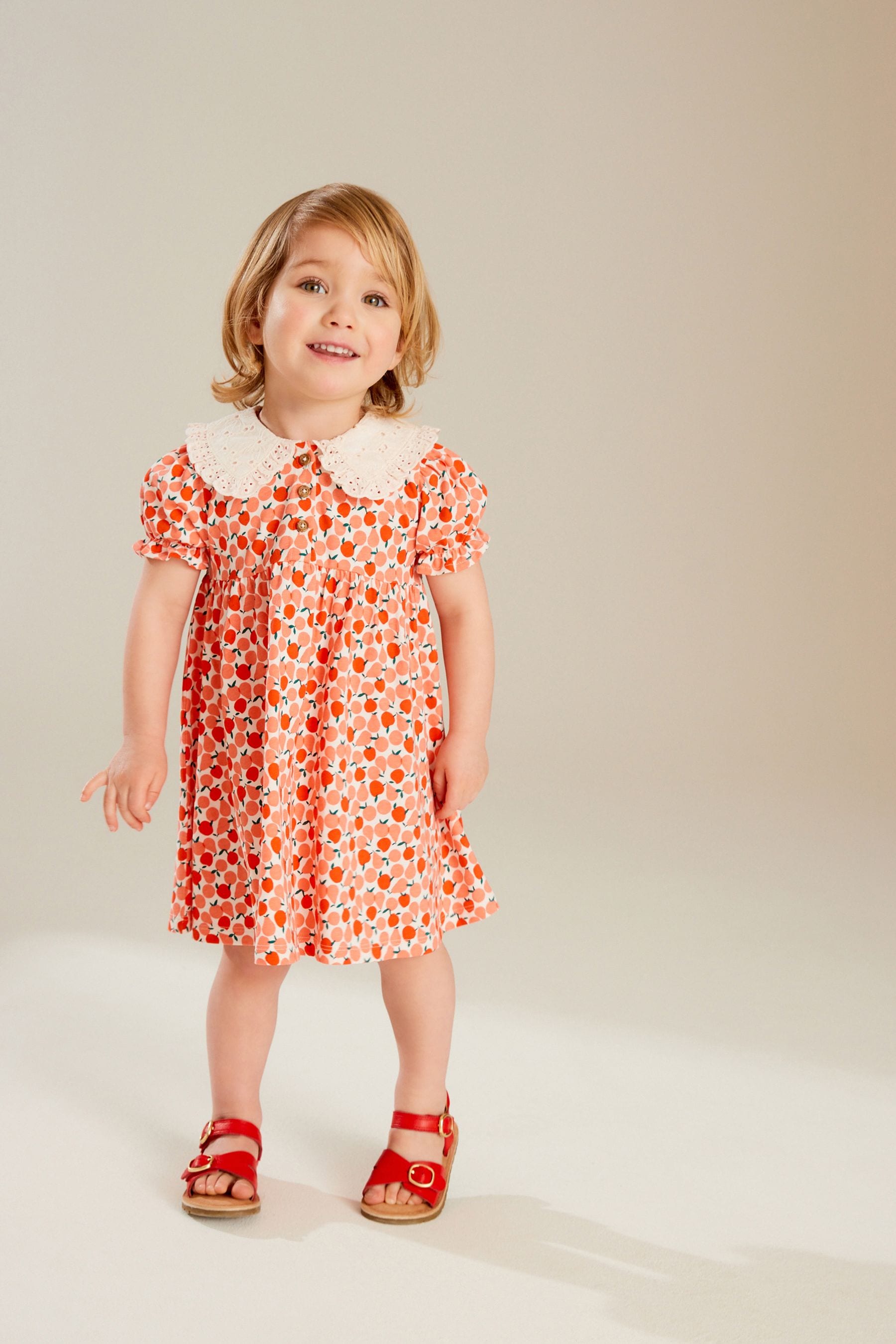 Red Short Sleeve Collar Dress (3mths-7yrs)