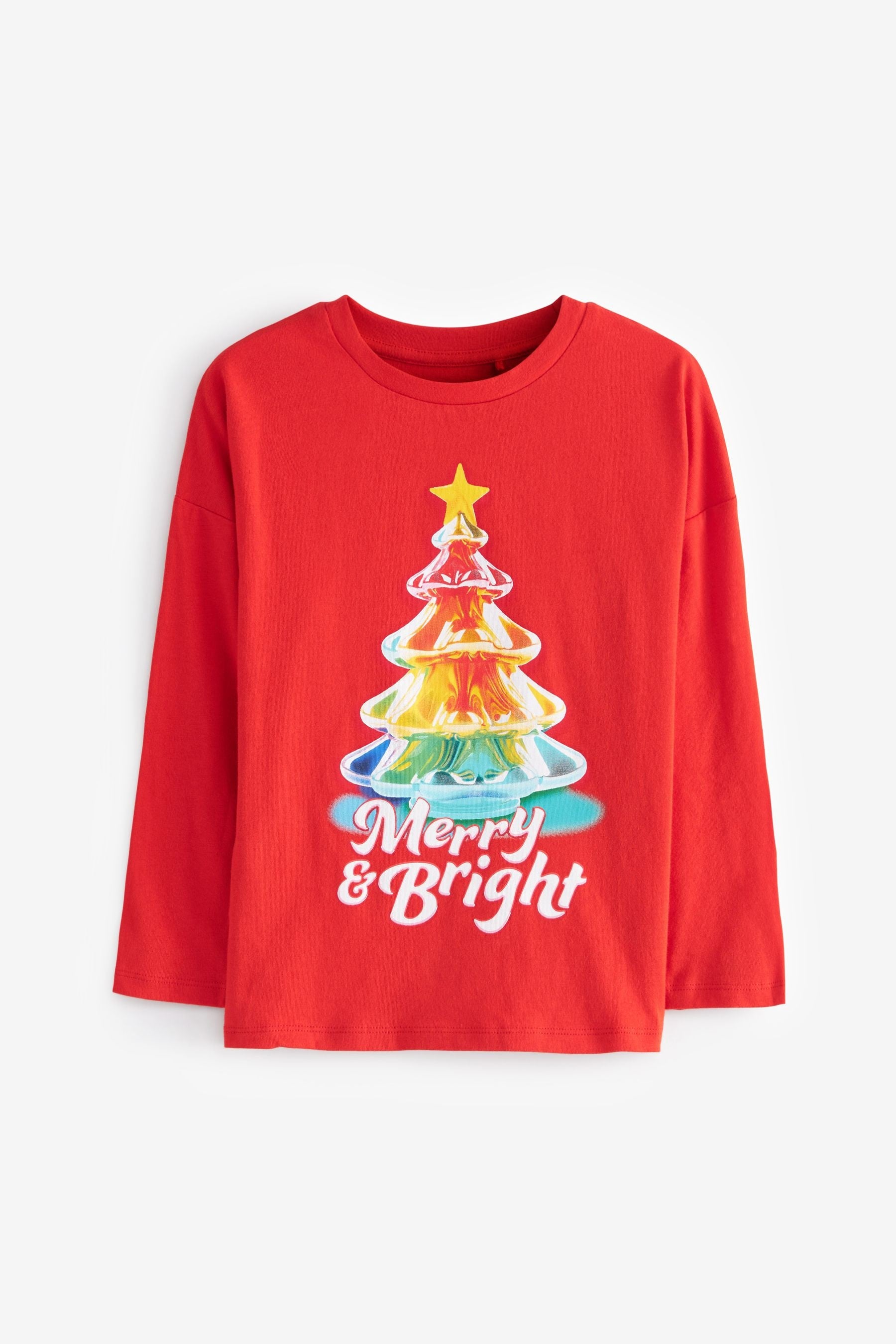 Red Christmas Tree Graphic Long Sleeve T-Shirt (3-16yrs)