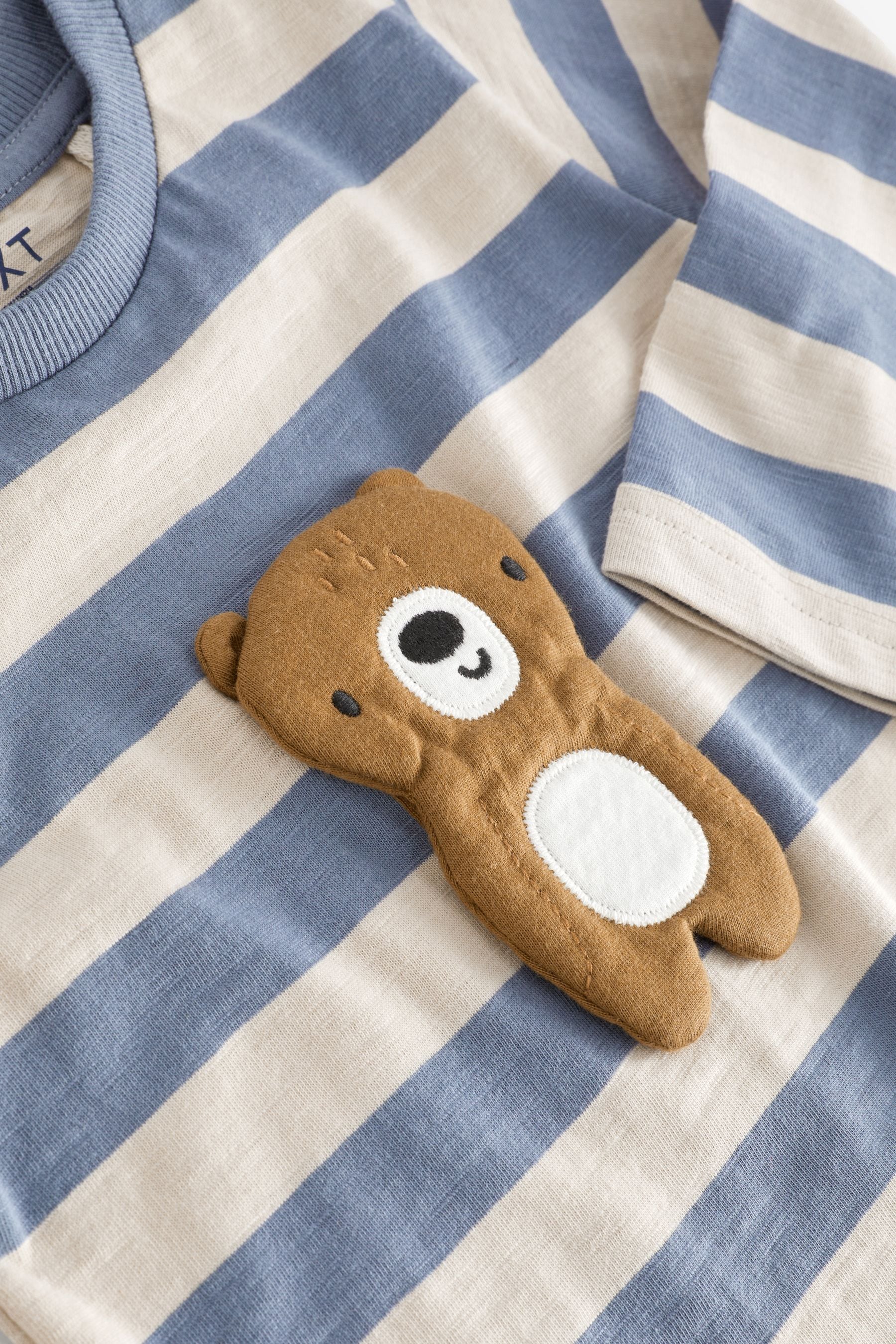 Blue Stripe Bear Long Sleeve Character T-Shirt (3mths-7yrs)